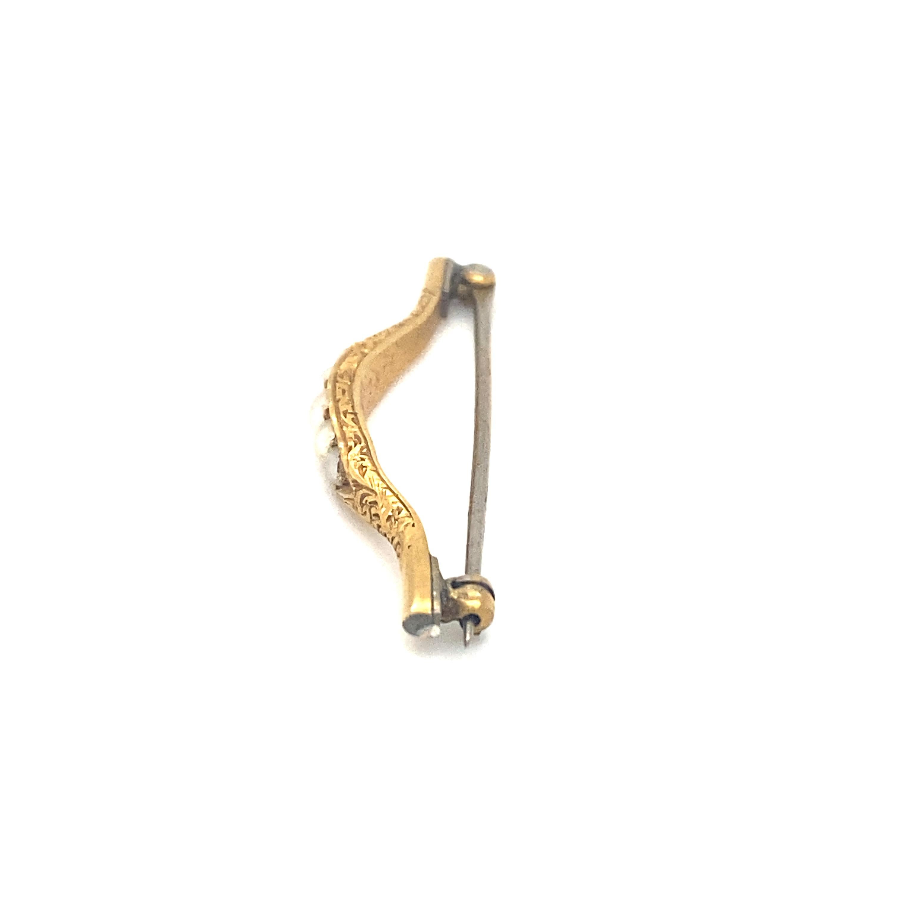 Women's or Men's Circa 1875 Victorian Lingerie Pin with Seed Pearls in 18K Gold For Sale