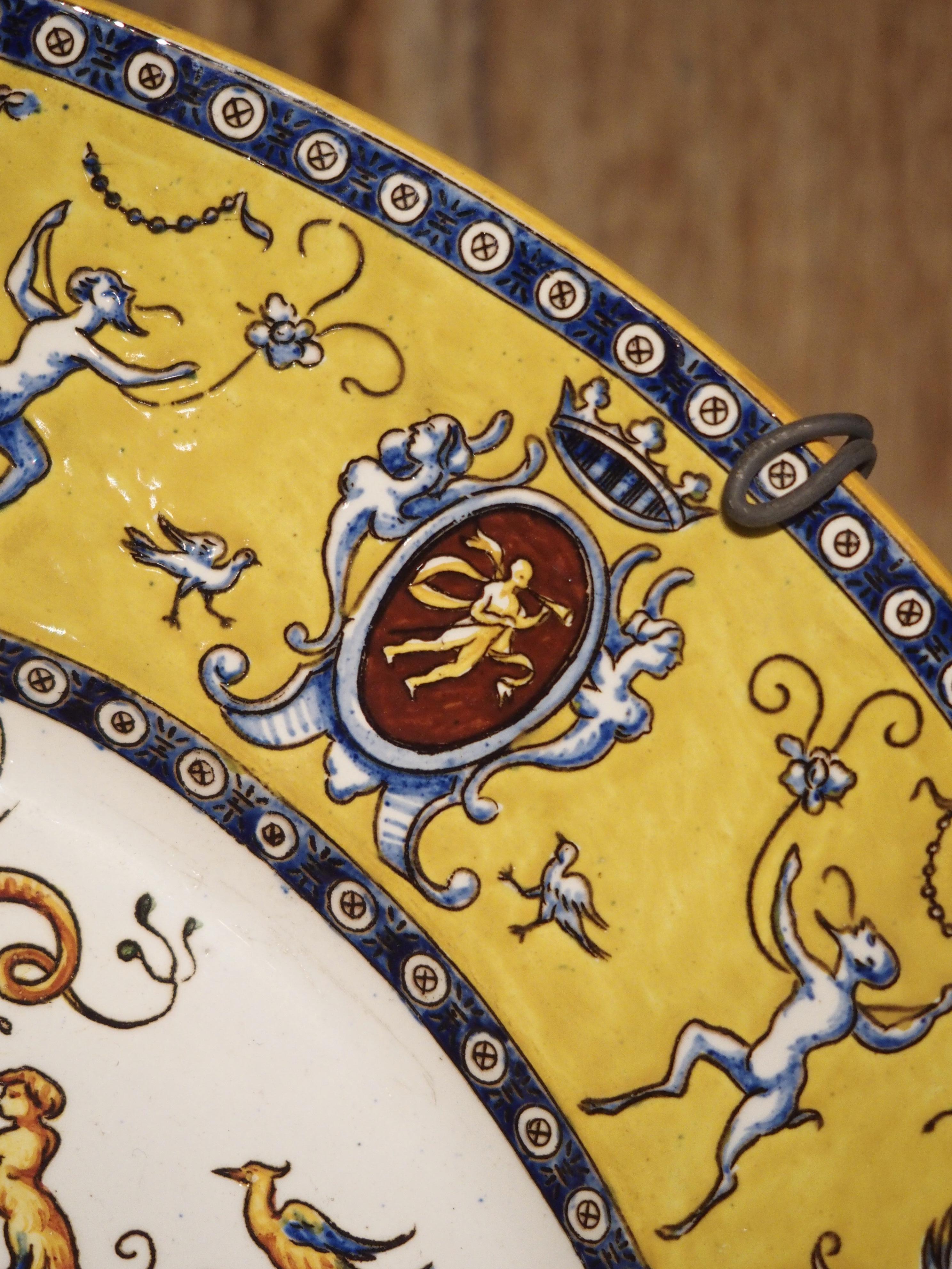 Yellow Renaissance Style Gien Platter from France, circa 1875 3
