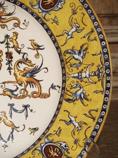 Yellow Renaissance Style Gien Platter from France, circa 1875