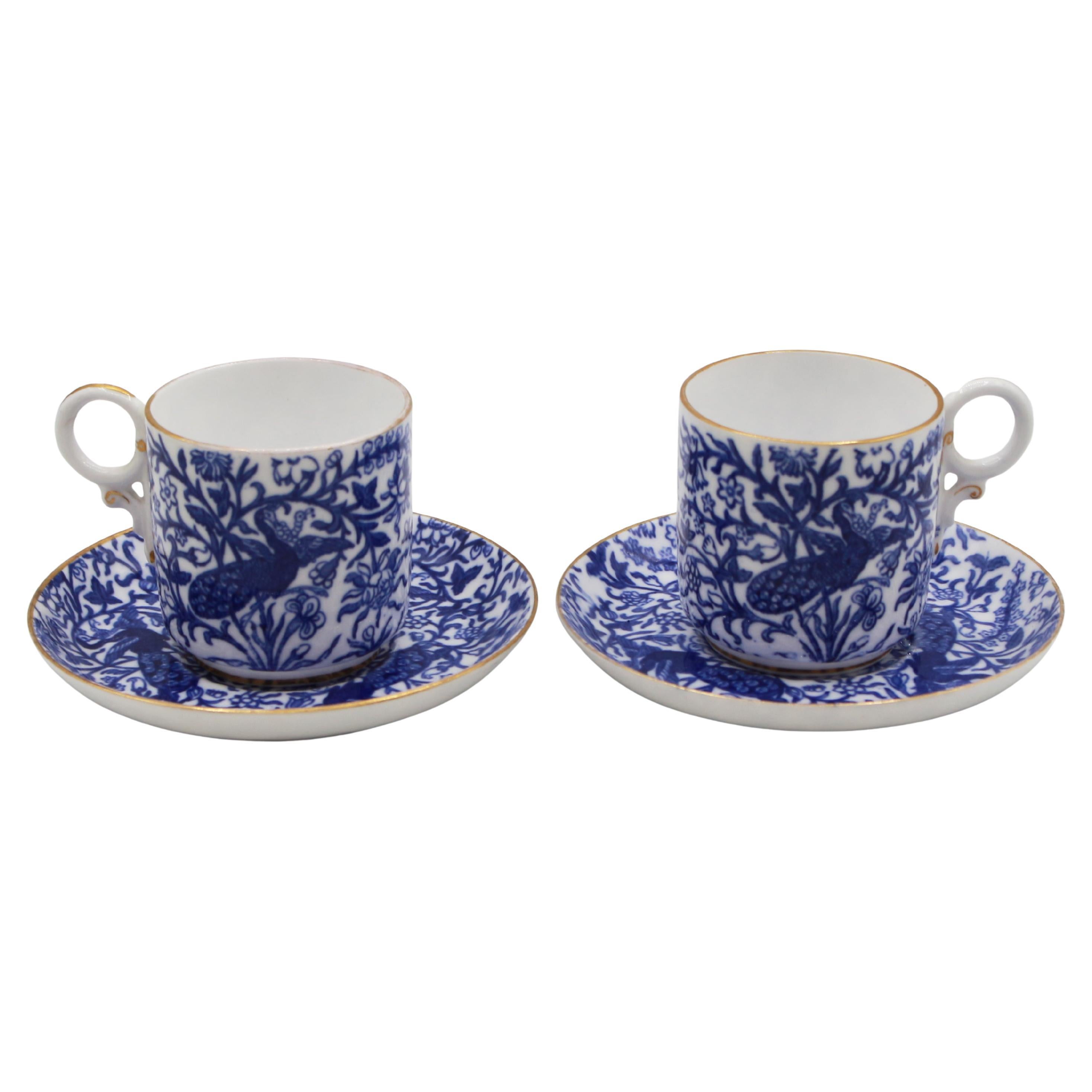 Circa 1878-1890 Pair of Demitasse Cups and Saucers by Royal Crown Derby