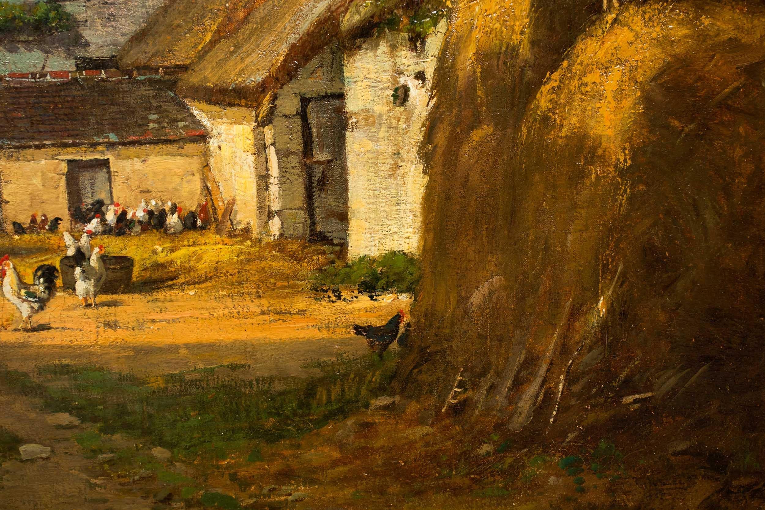 Circa 1878 Barbizon Barnyard Scene of d'Huyson, France by François de Blois 10