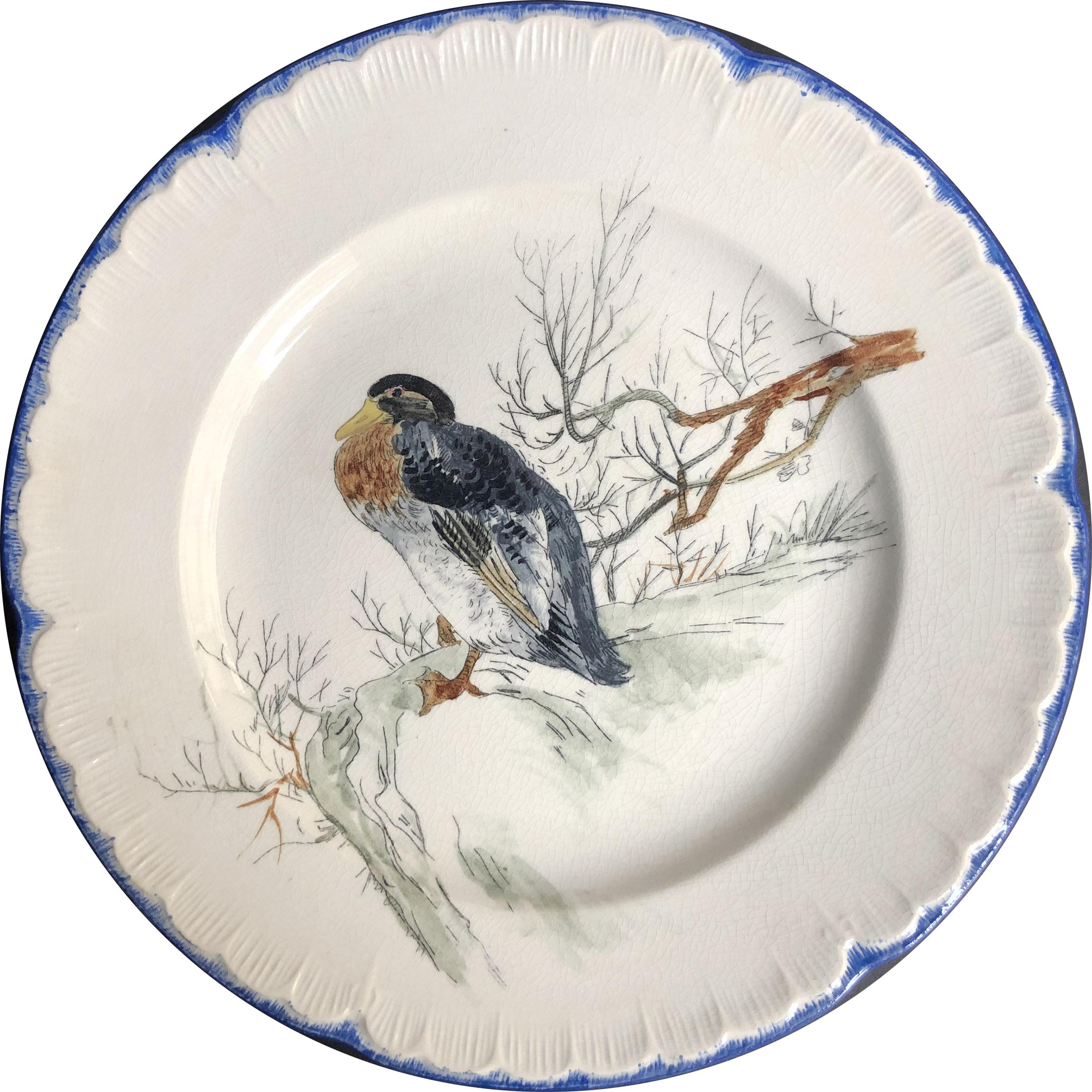 This French Fine faience service of eight dinner plates after Bracquemond was edited by 'Escalier De crystal' circa 1878 , there are more than 24 different patterns all hand painted by French manufactory 'Choisy Le Roi'.
Rare size of the dinner