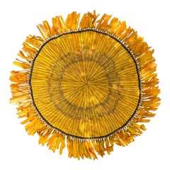 Circa 1880-1900 Cigar Silk Piecework Table Cover, Ribbon Fringe