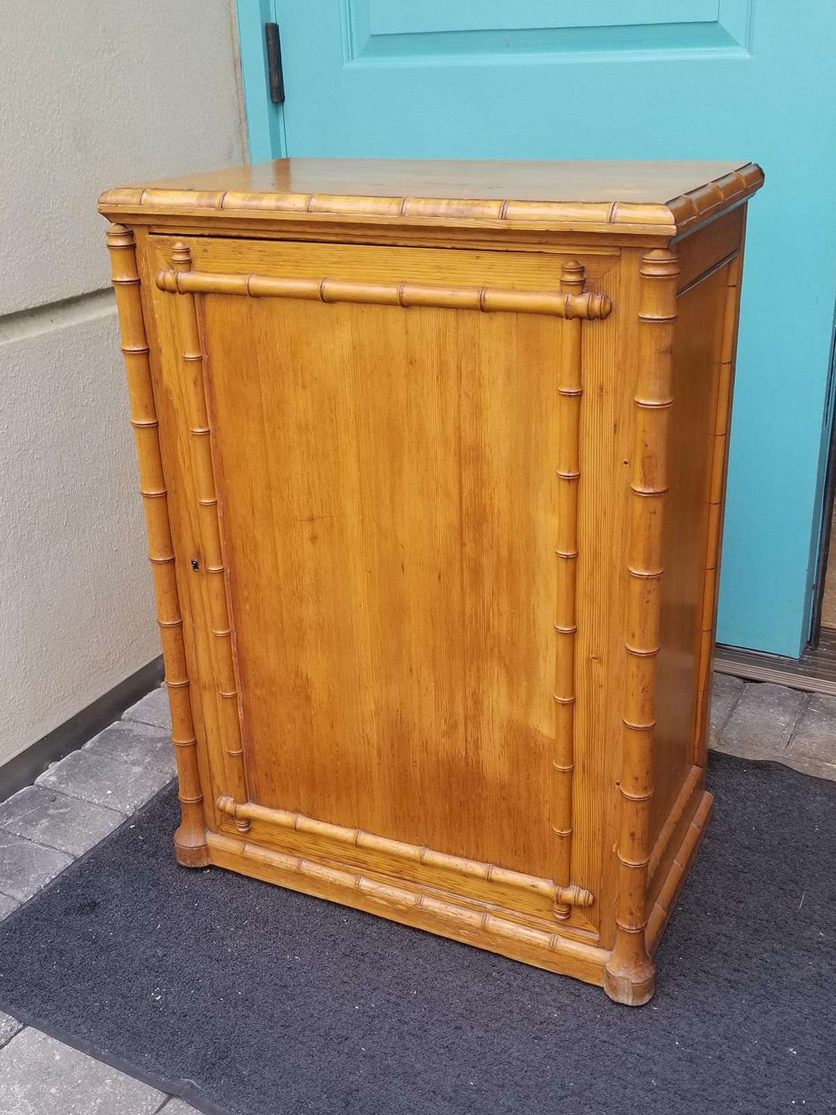 Circa 1880-1900 French Bamboo Style One Door Cabinet In Good Condition For Sale In Atlanta, GA