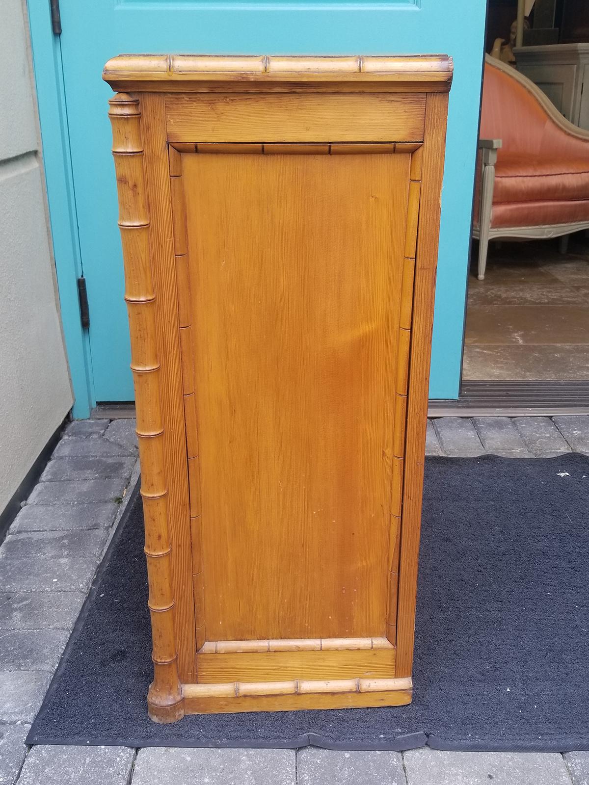 Faux Bamboo Circa 1880-1900 French Bamboo Style One Door Cabinet For Sale