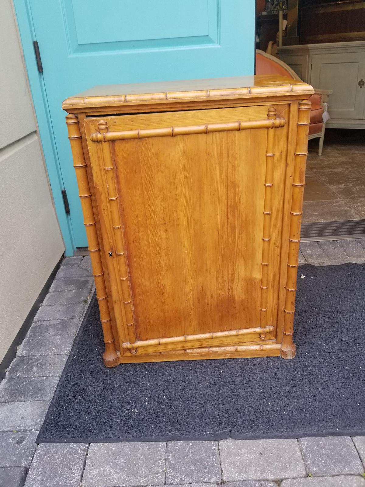 Circa 1880-1900 French Bamboo Style One Door Cabinet For Sale 3