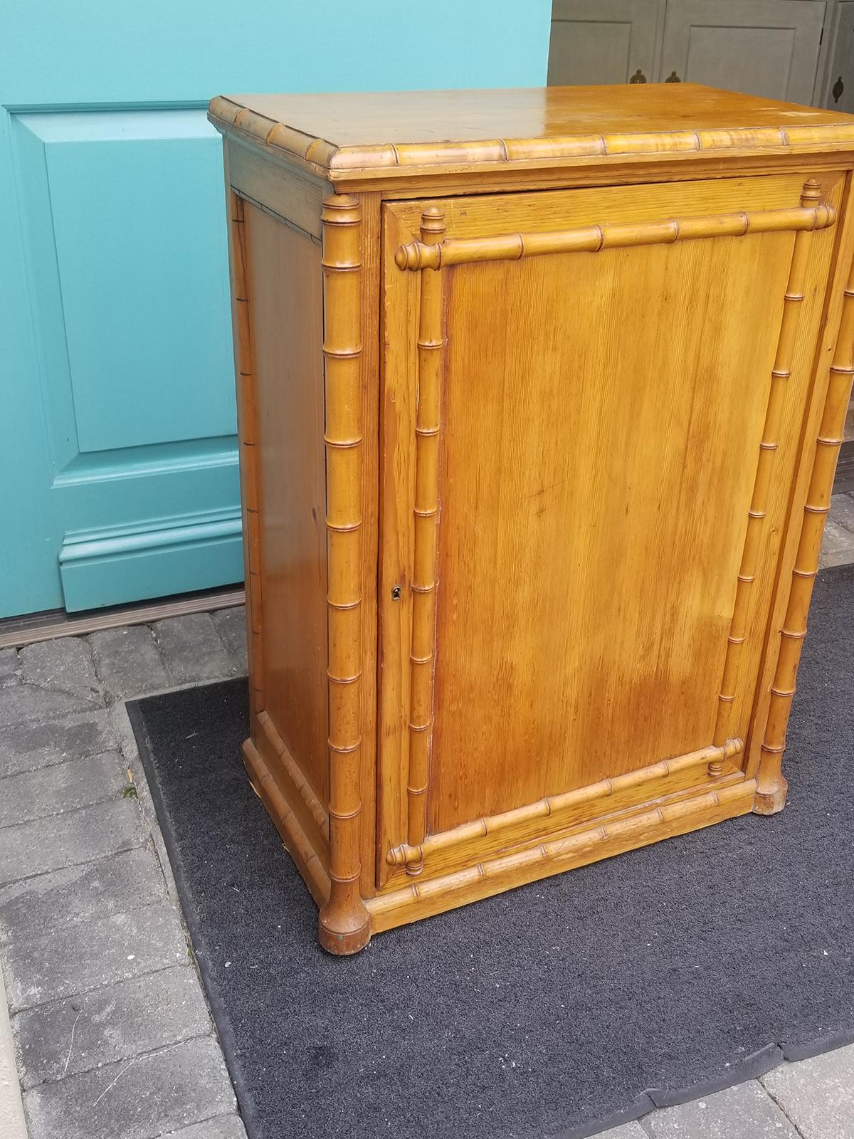 Circa 1880-1900 French Bamboo Style One Door Cabinet For Sale 4