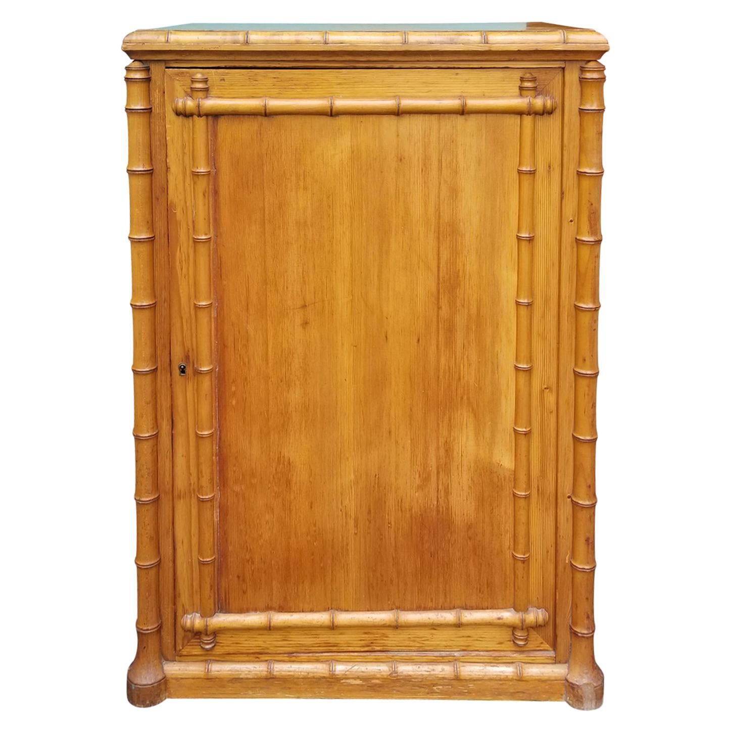 Circa 1880-1900 French Bamboo Style One Door Cabinet For Sale