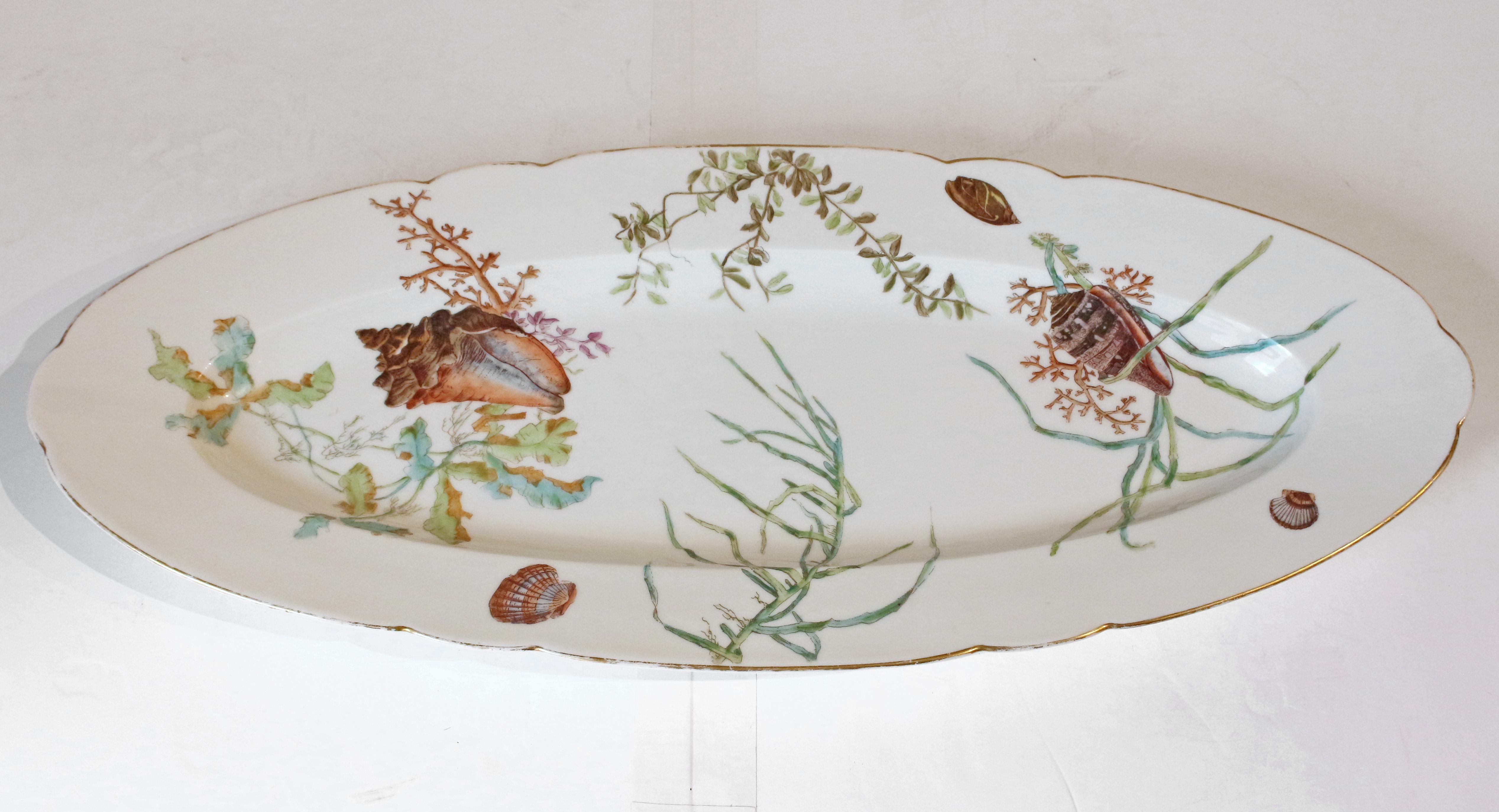 Circa 1880-1900 Seashells & Seaweed Motif Fish Service by Limoges For Sale 2