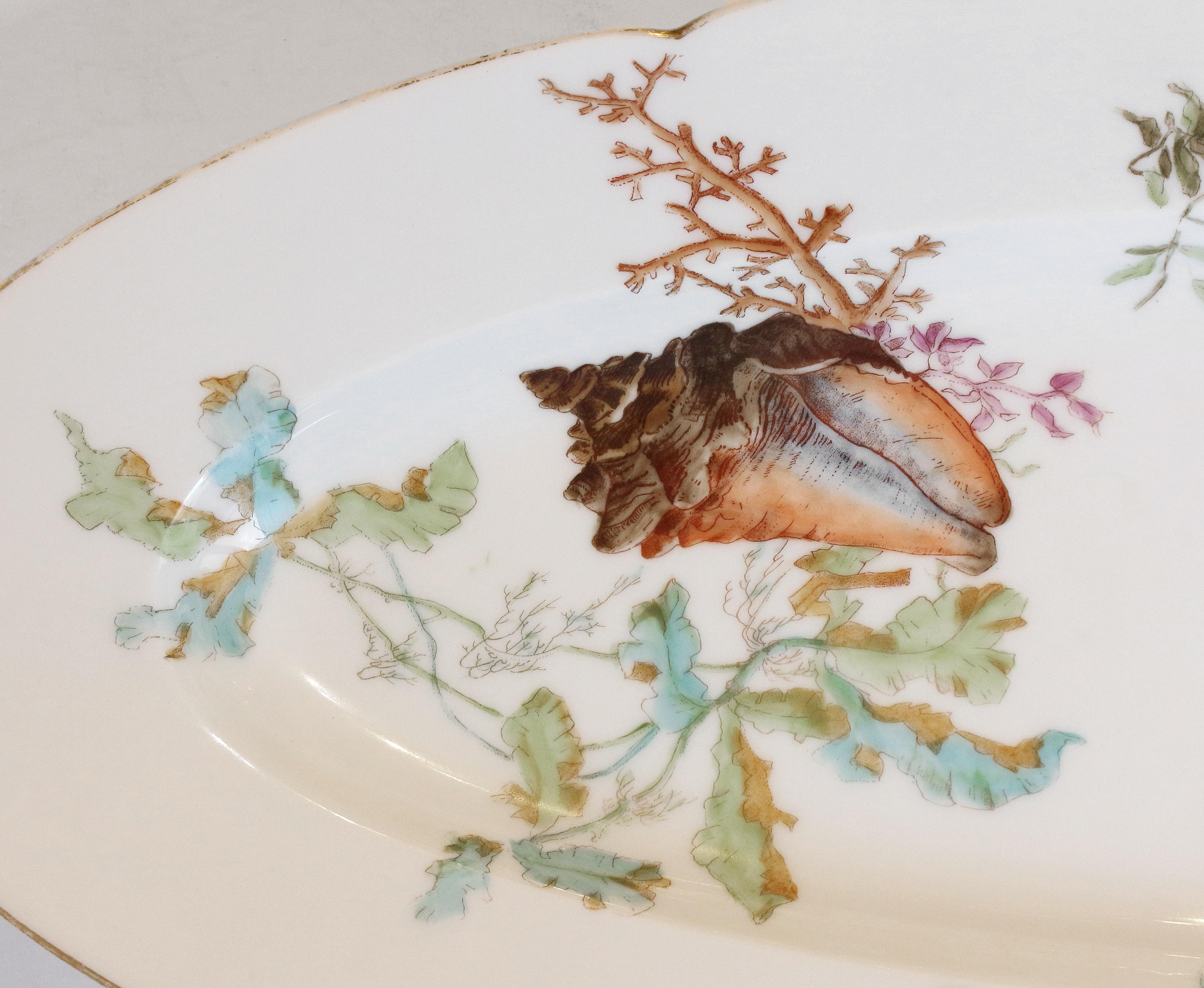 Circa 1880-1900 Seashells & Seaweed Motif Fish Service by Limoges For Sale 3
