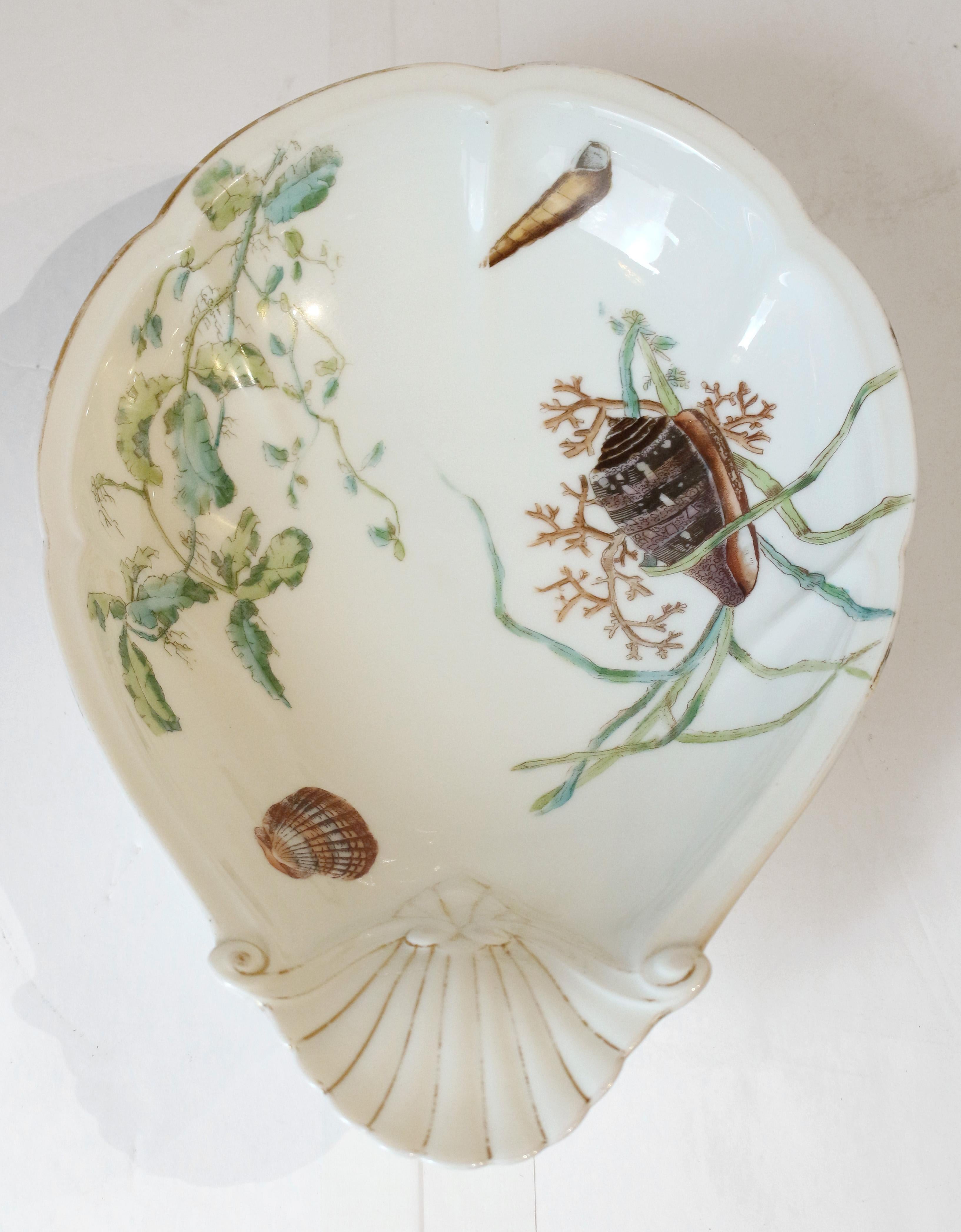 Circa 1880-1900 Seashells & Seaweed Motif Fish Service by Limoges For Sale 5
