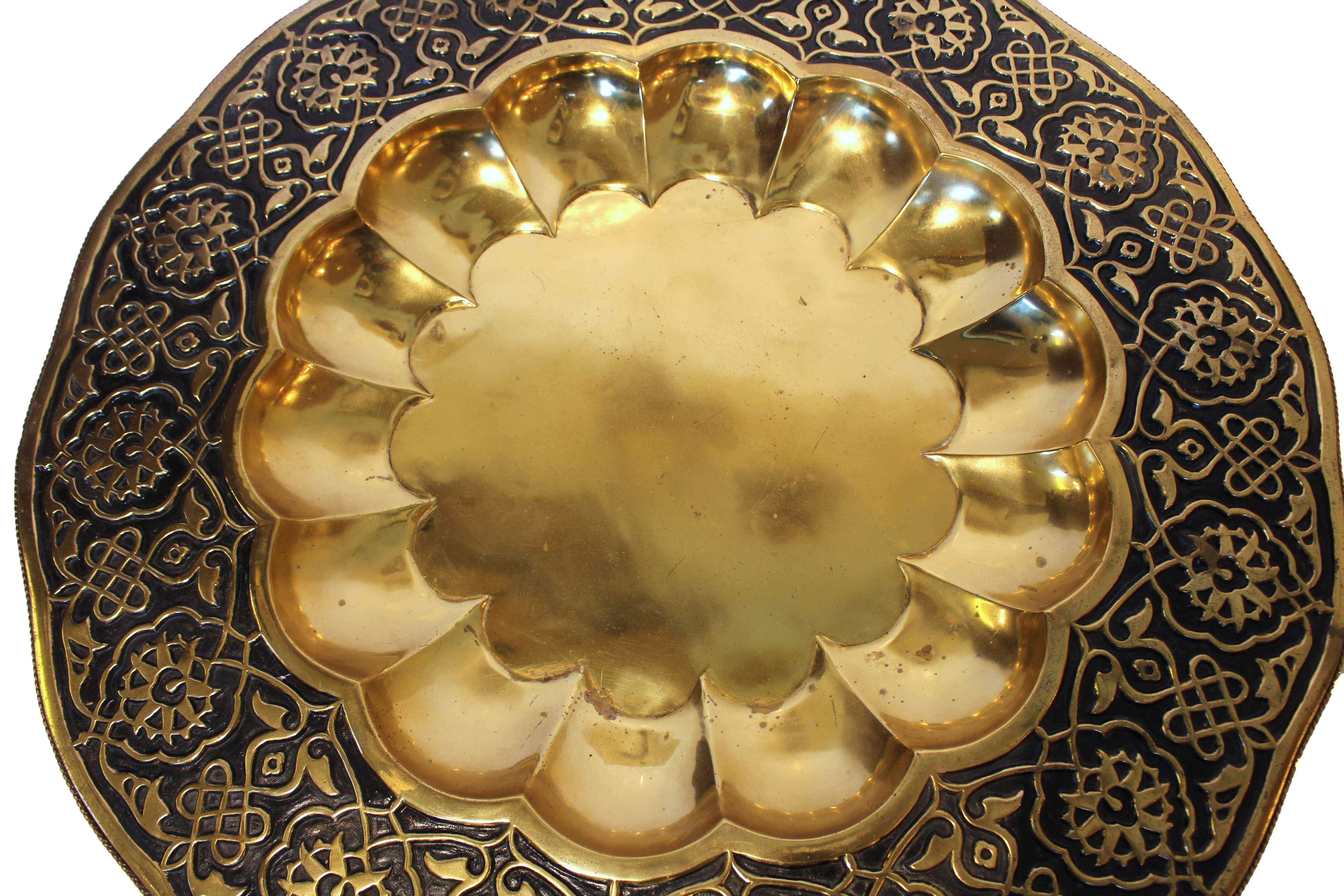 Circa 1880-1920 Moroccan Brass Tray on Old Stand 5