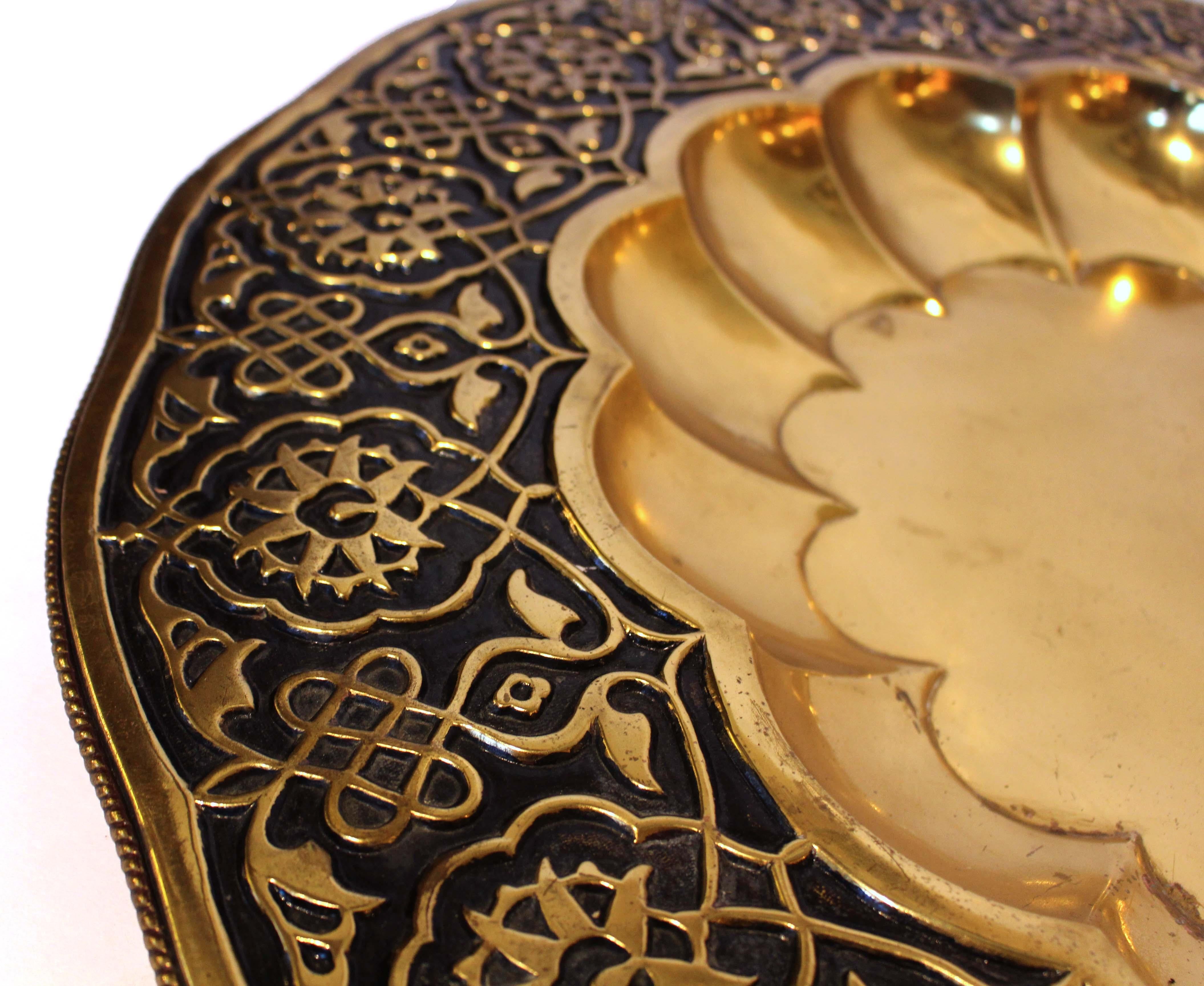 Circa 1880-1920 Moroccan Brass Tray on Old Stand 6