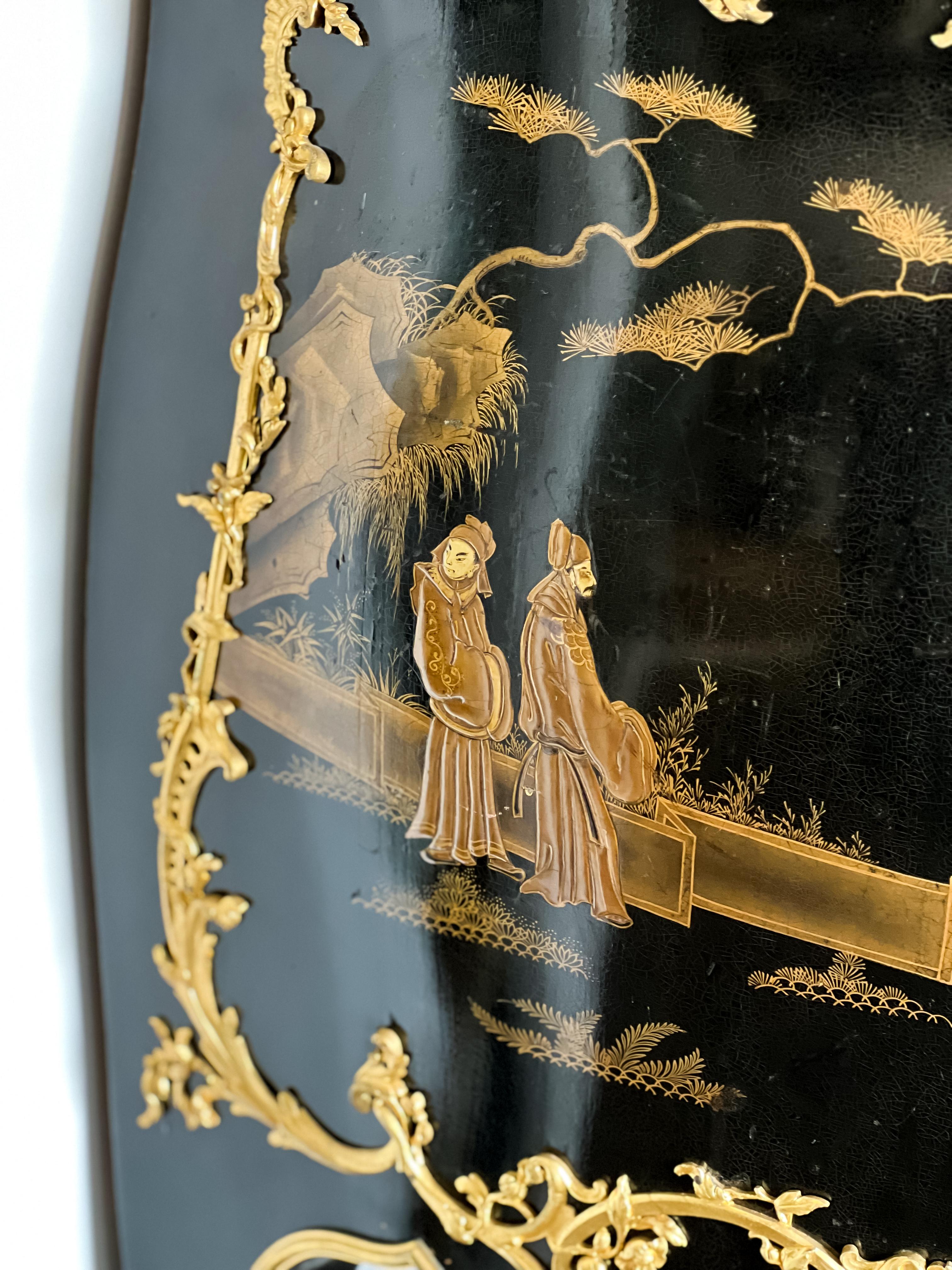 Chinoiserie Circa 1880 A FRENCH ORMOLU-MOUNTED GILT AND BLACK LACQUER COMMODE For Sale