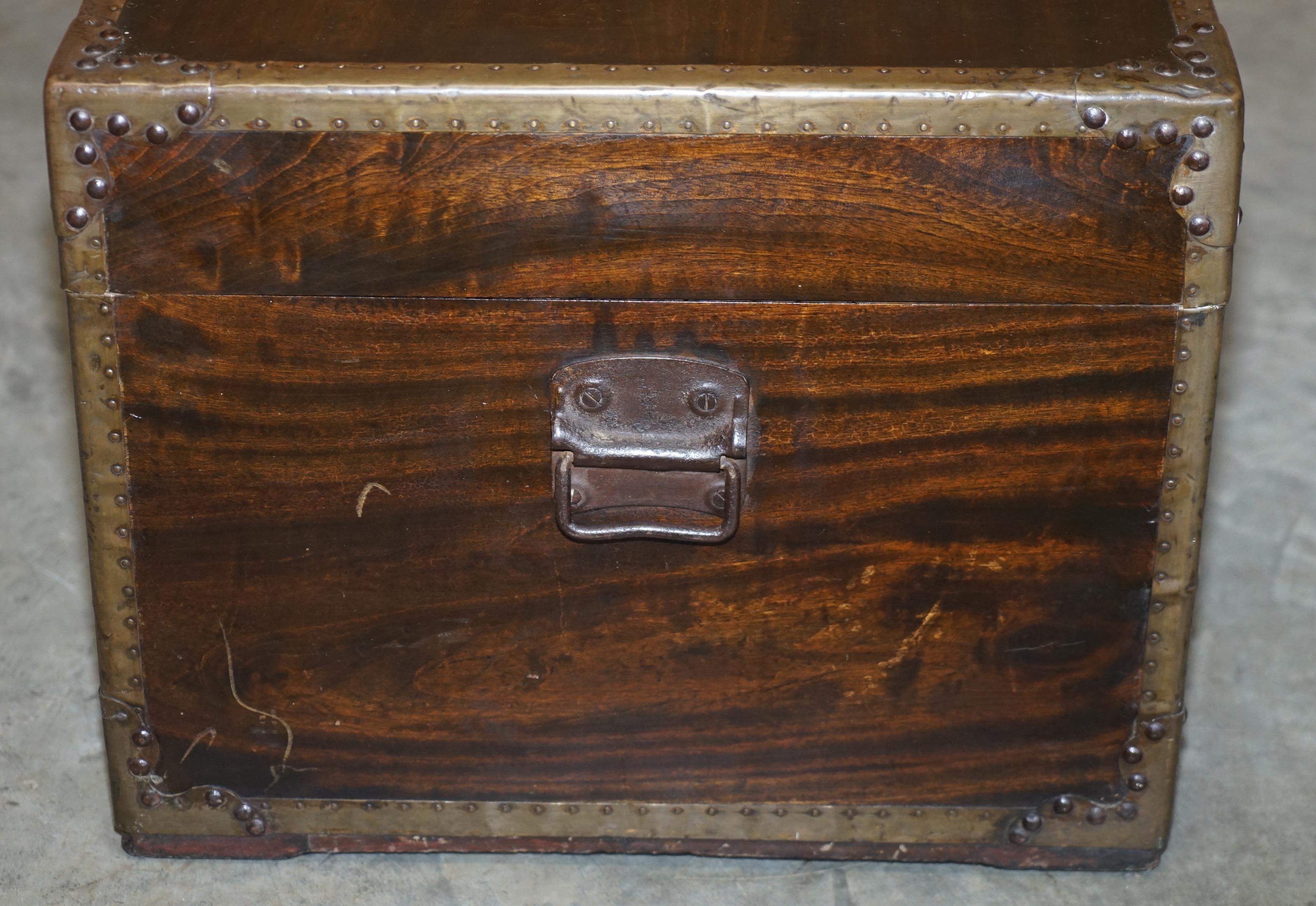 Anglo-Indian Military Campaign Chest Trunk Ottoman Used Coffee Table, circa 1880 8