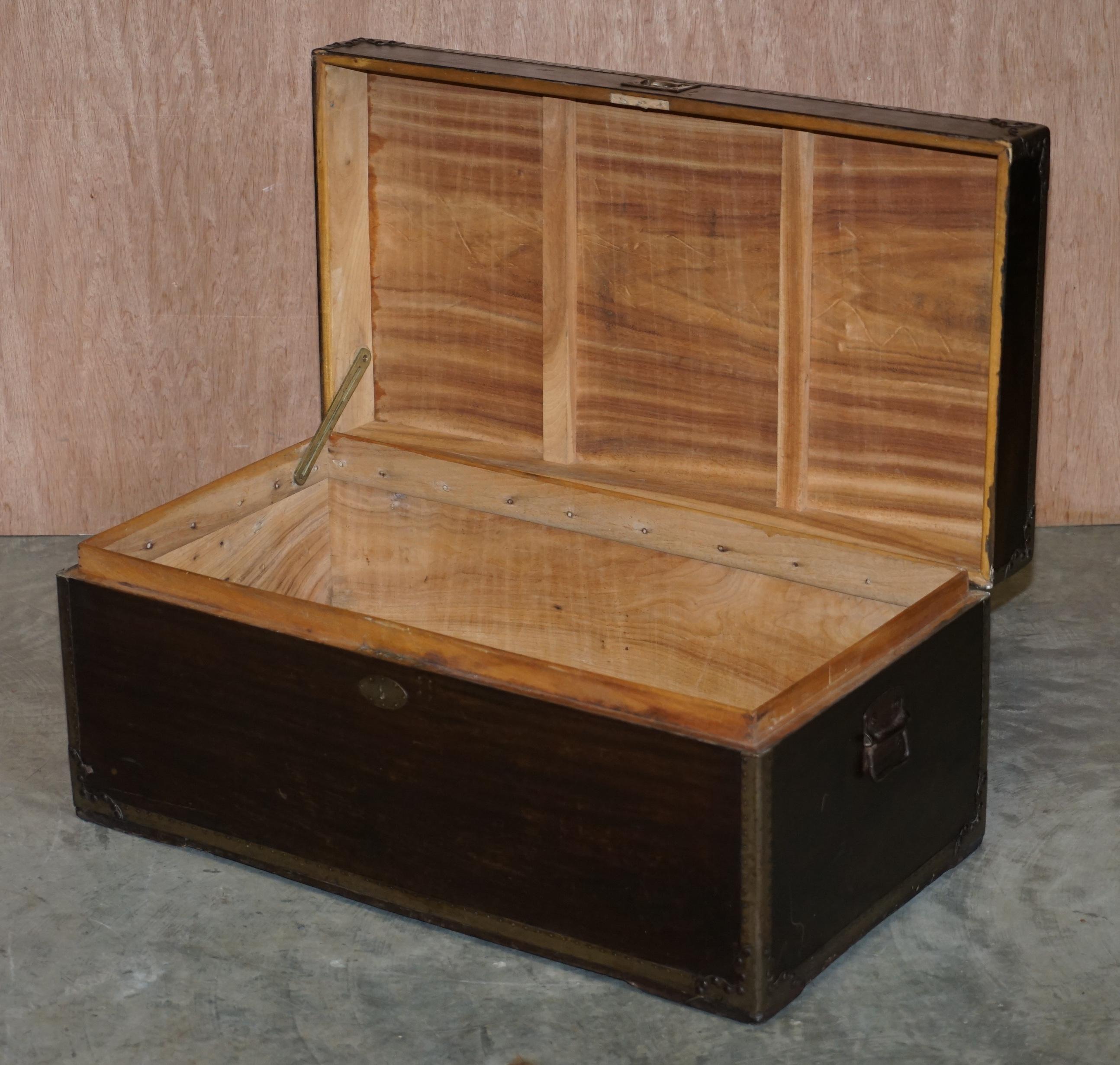 Anglo-Indian Military Campaign Chest Trunk Ottoman Used Coffee Table, circa 1880 9