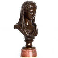 Antike französische Bronzeskulpturbüste aus der Zeit um 1880 von Eugene Aizelin