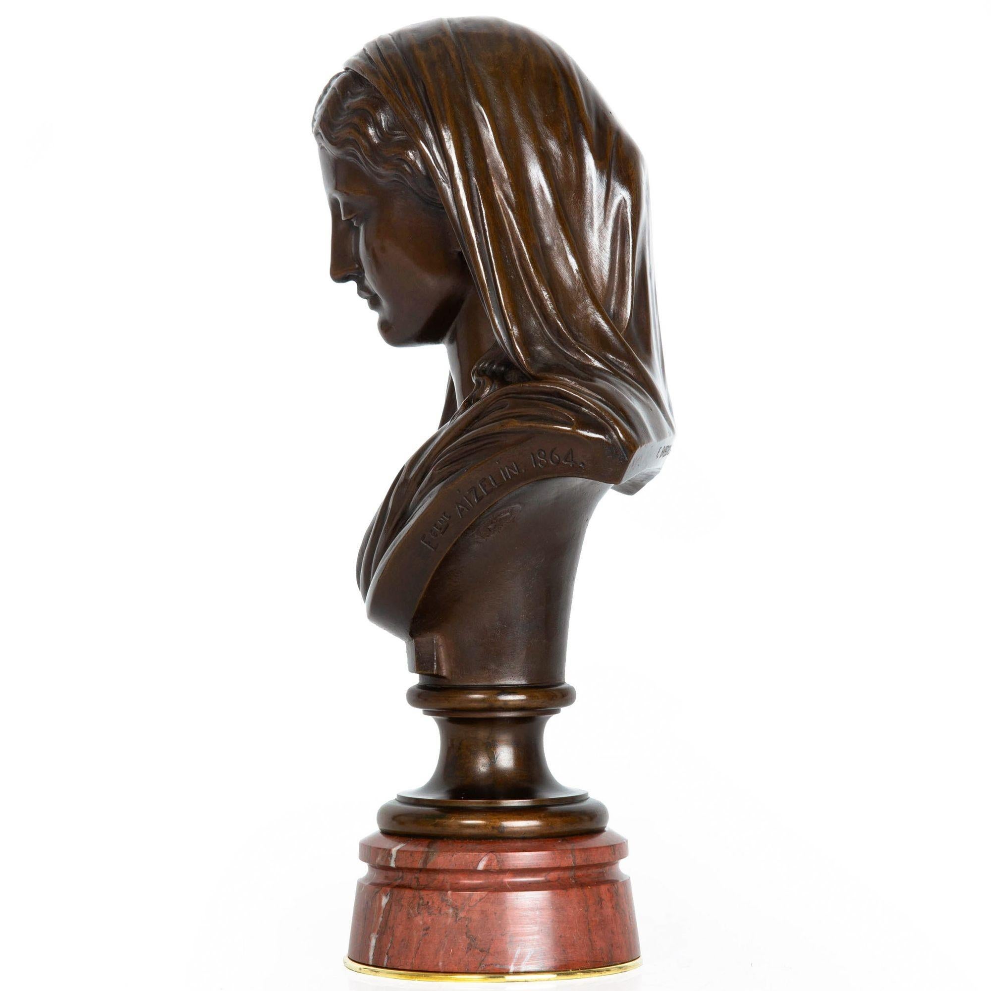 Buste en bronze ancien d'Eugène Aizelin, datant d'environ 1880 Bon état - En vente à Shippensburg, PA