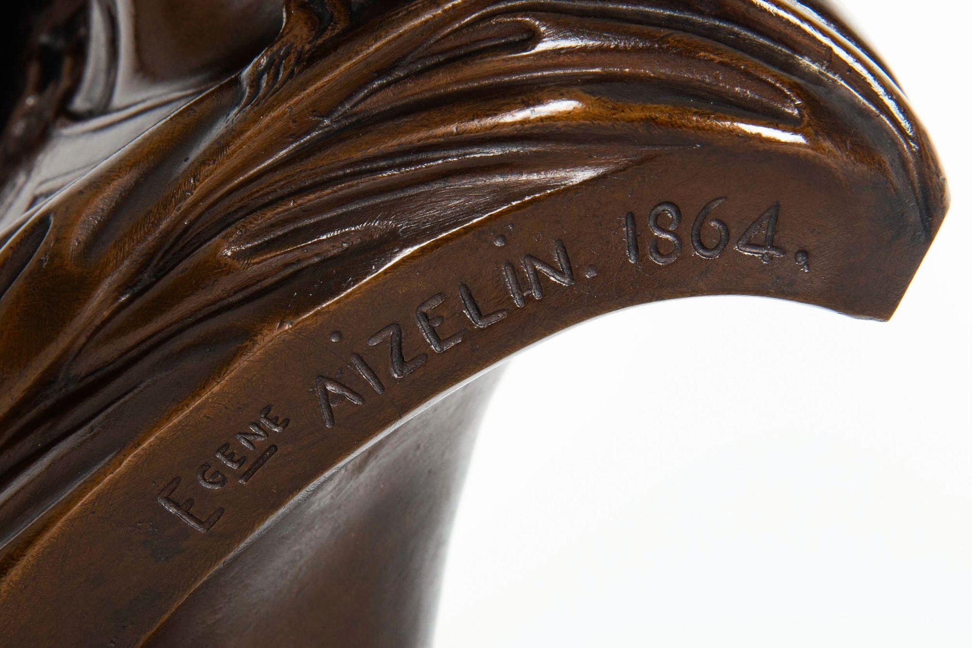 Laiton Buste en bronze ancien d'Eugène Aizelin, datant d'environ 1880 en vente
