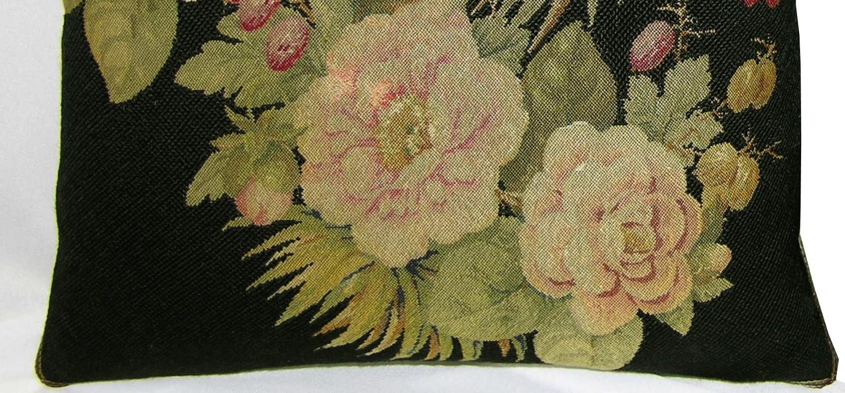 Circa 1880 Antique French Needlepoint Pillow In Good Condition For Sale In Los Angeles, US