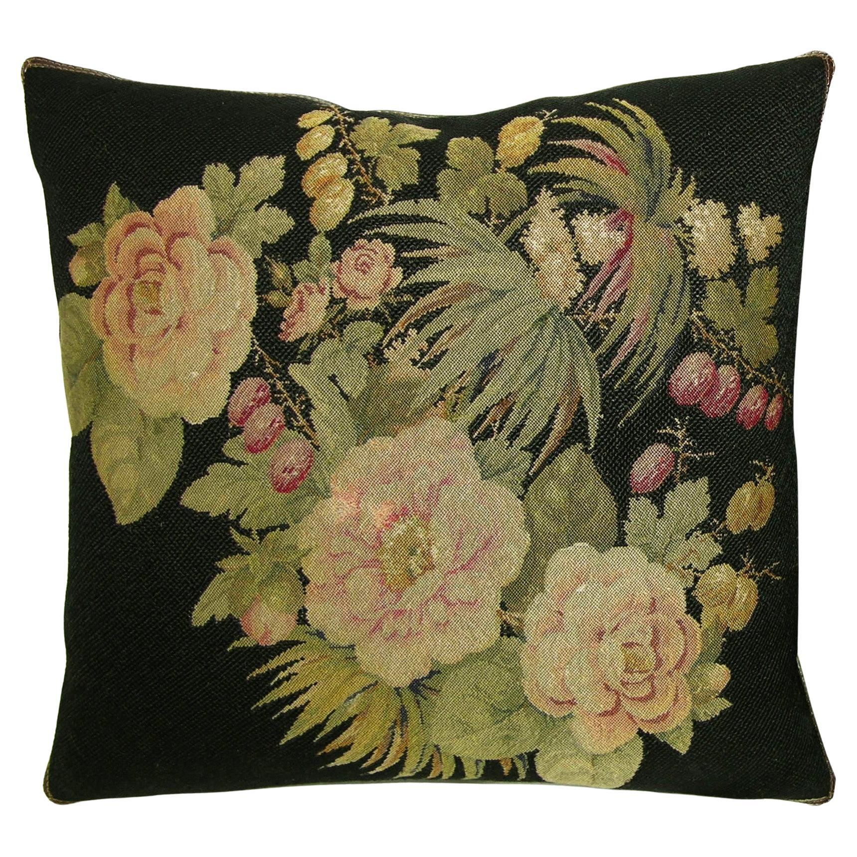 Circa 1880 Antique French Needlepoint Pillow For Sale