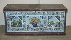 Circa 1880 Antique Original Paint East European Blanket Chest Coffer Trunk