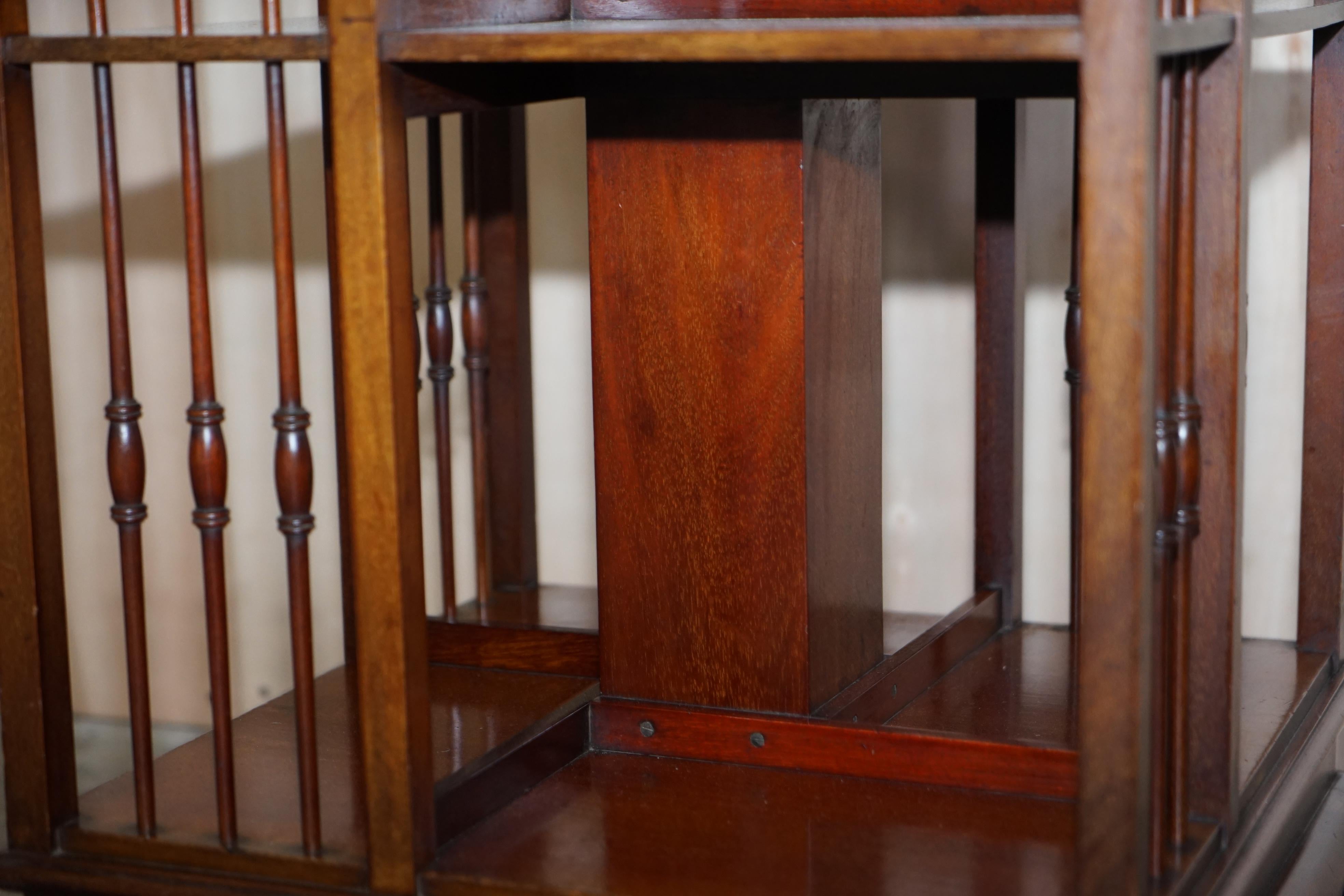 Circa 1880, Antique Victorian English Hardwood Revolving Bookcase Book Table 6