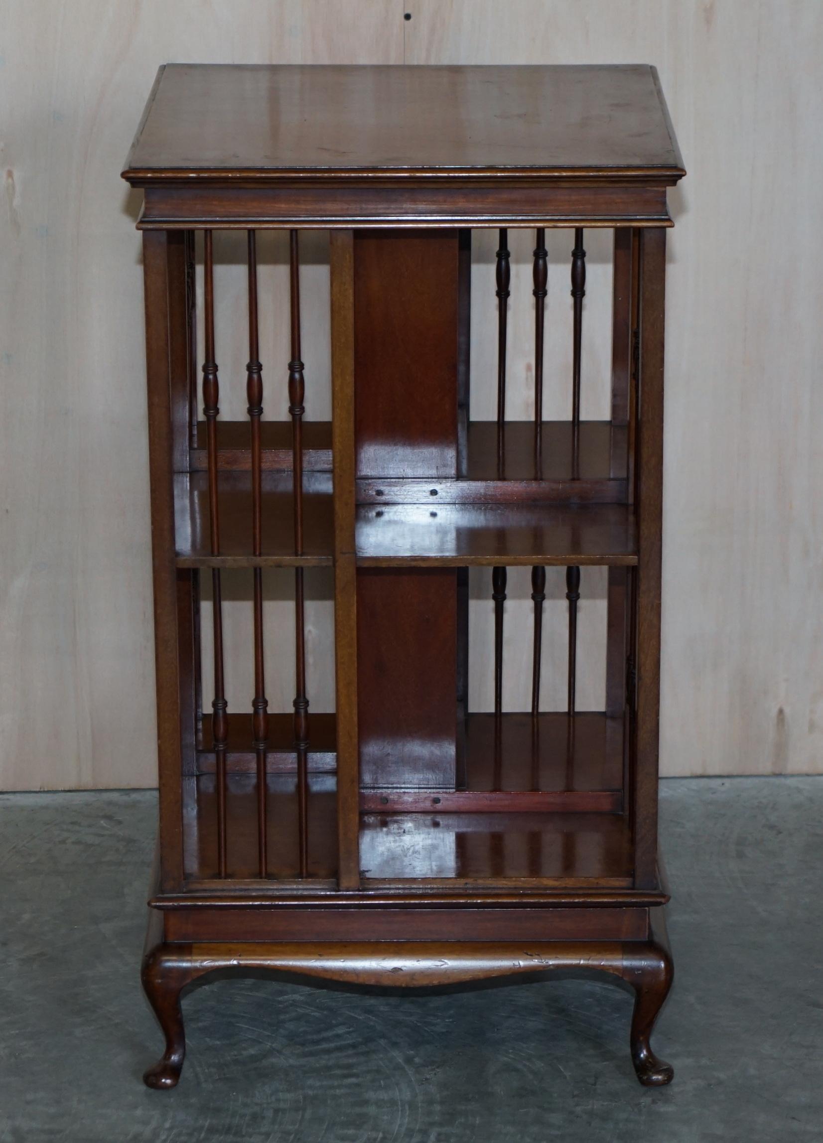 We are delighted to offer for sale this very well made English mahogany circa 1880-1900 revolving bookcase table with nicely carved cabriolet legs.

A good looking and well made piece, this is the first one I have seen with these types of