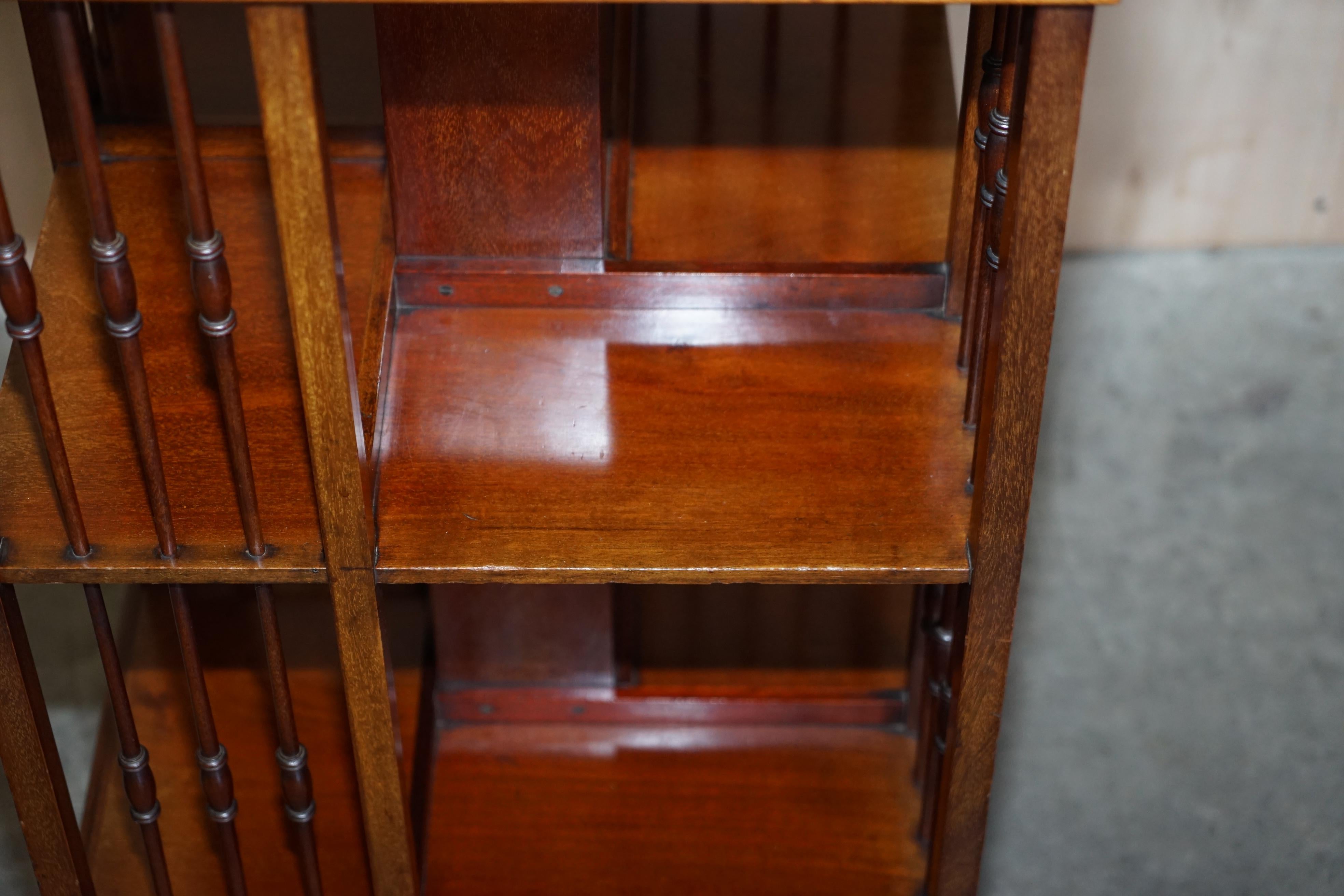 Circa 1880, Antique Victorian English Hardwood Revolving Bookcase Book Table 4