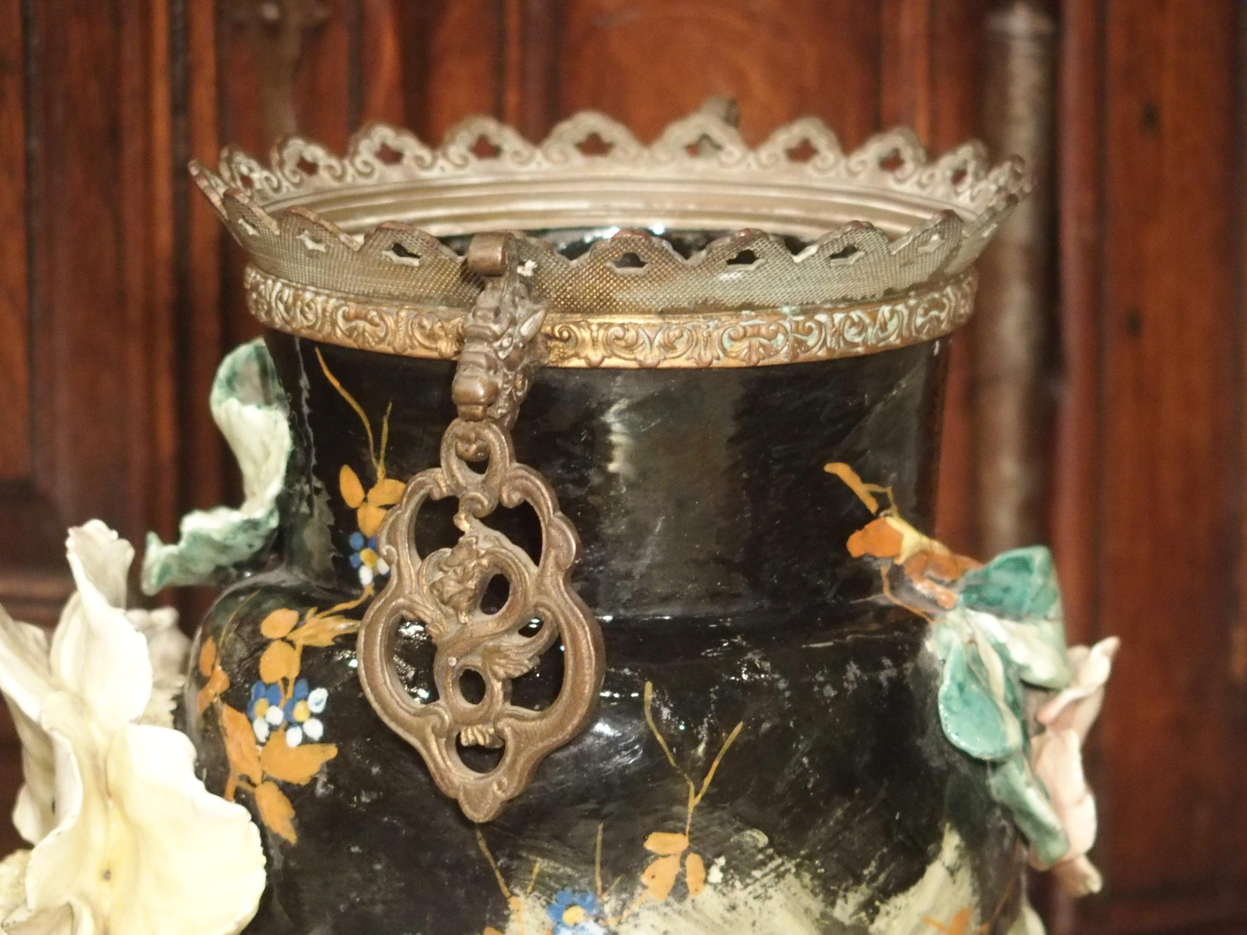 Bronze Mounted Edouard Gilles Barbotine Vase from France, circa 1880 1
