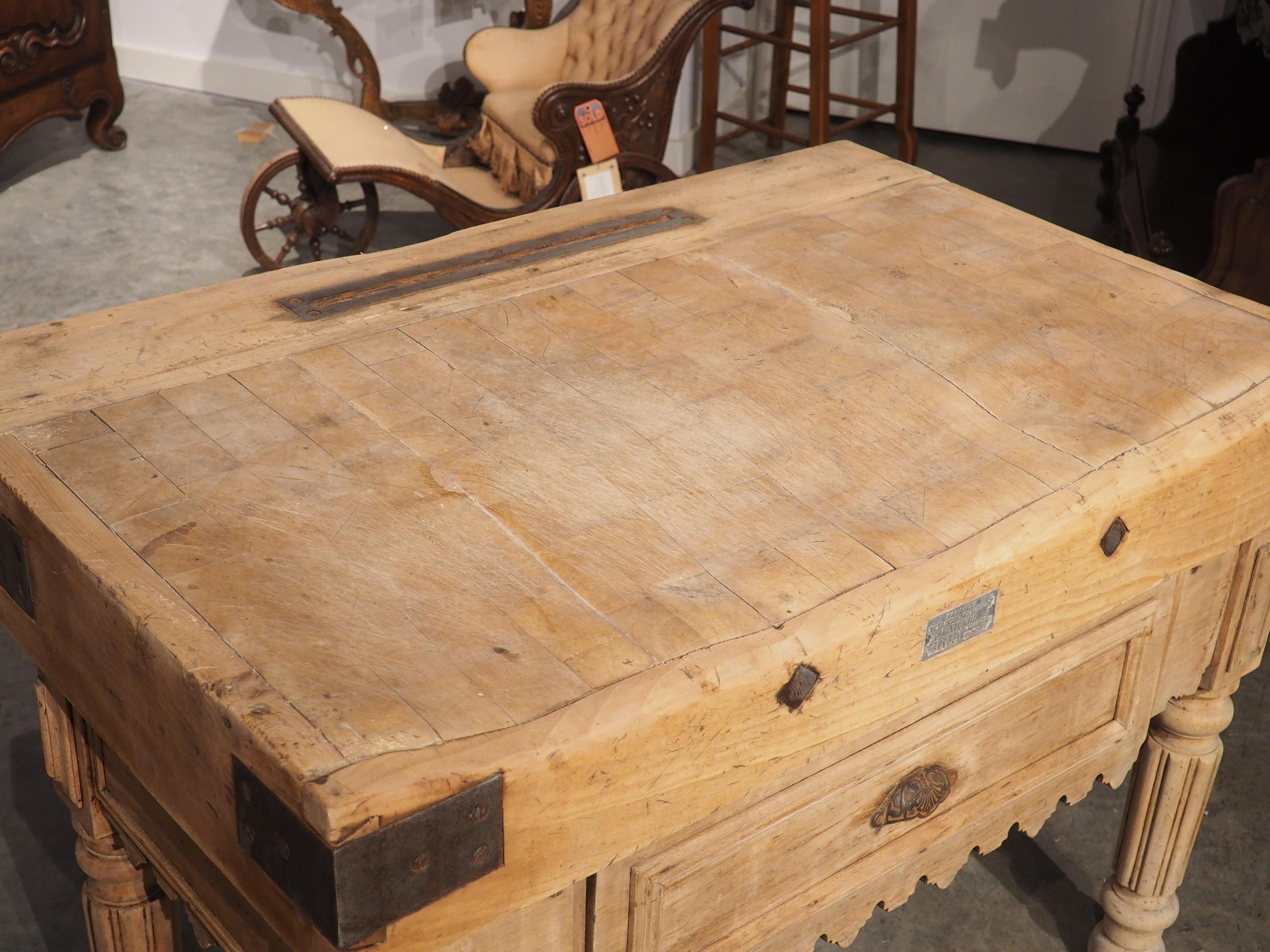 Circa 1880 Butcher Block Table from Lille, France 3