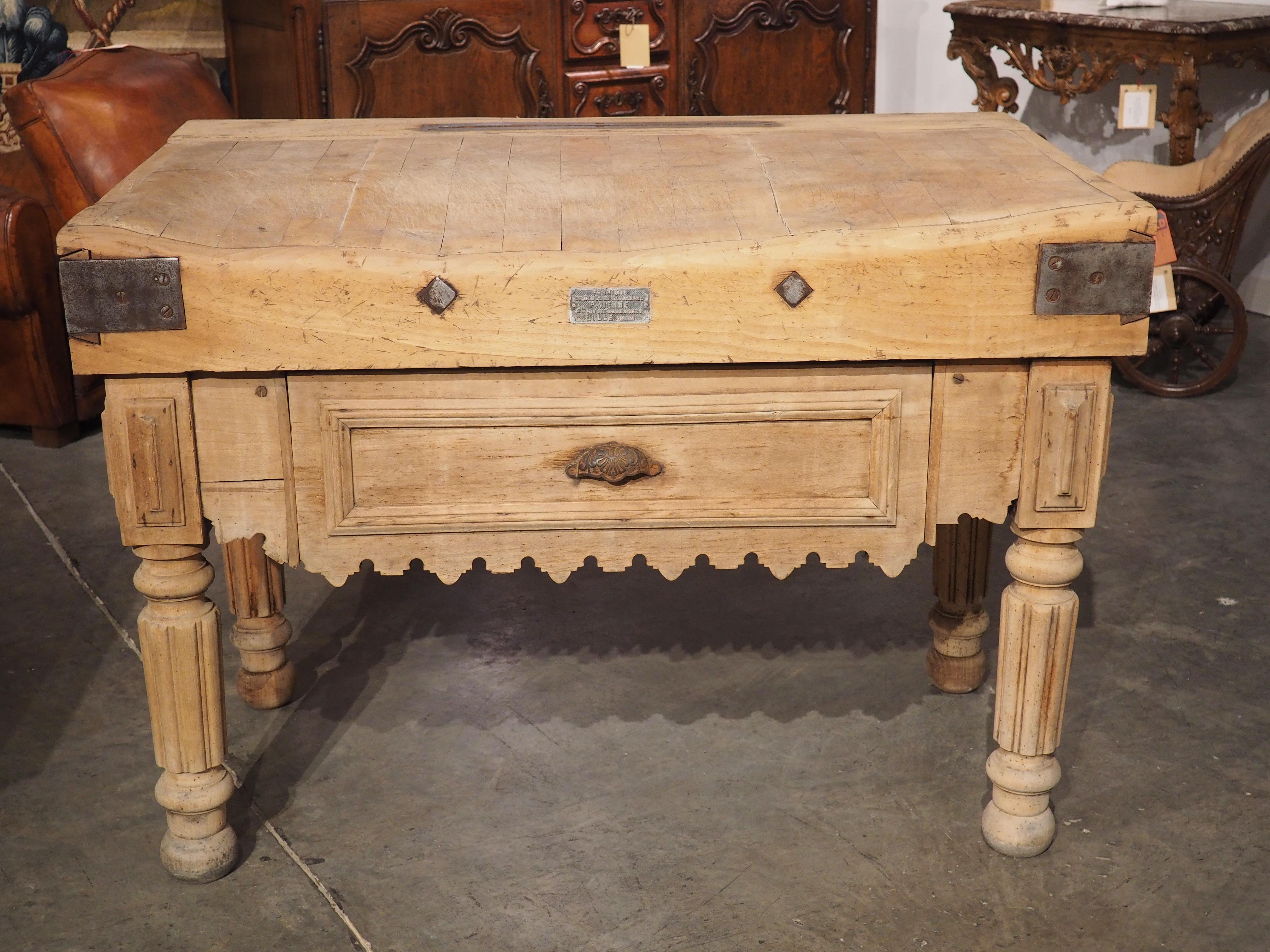 Circa 1880 Butcher Block Table from Lille, France 4