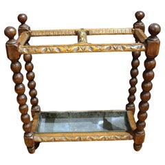 Circa 1880 Carved Oak English Umbrella & Stick Stand