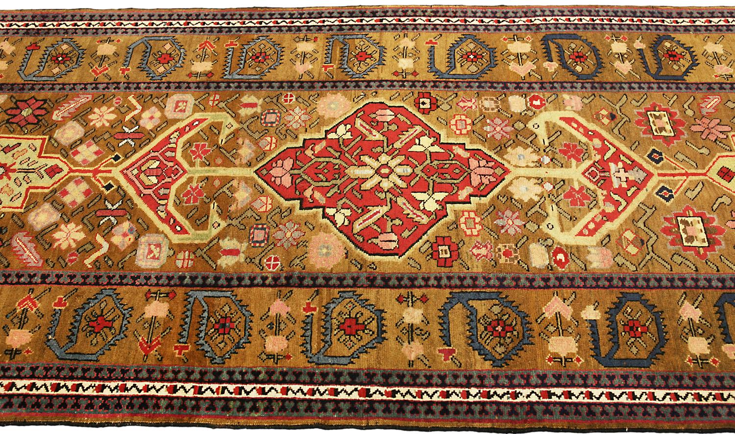 Circa 1880 Caucasian Wool Brown Karabakh 'Qarabag' Shusha Runner Carpet For Sale 1