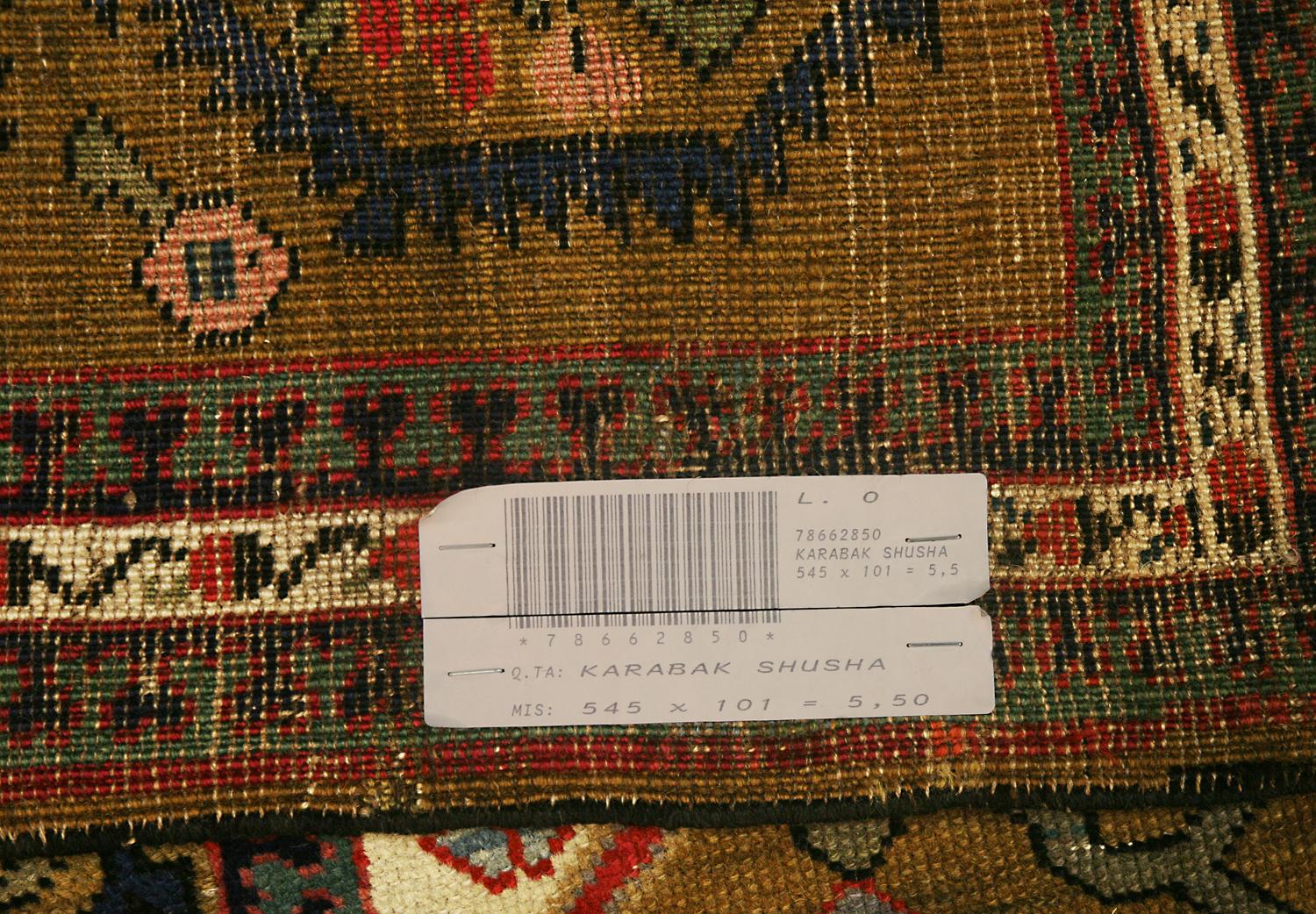 Laine Tapis de couloir Shusha en laine caucasiene Karabakh marron « Sac à bandoulière » datant d'environ 1880 en vente