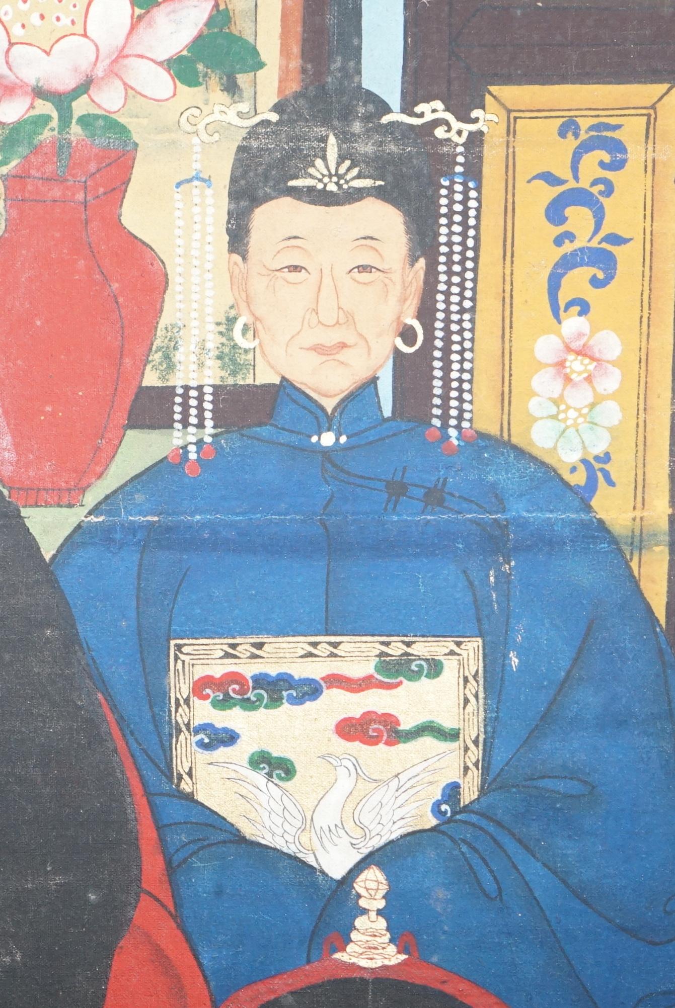 Chinesisches antikes Porträtgemälde, Öl-Schnörkel-Leinwand, Teil der Suite, um 1880 im Angebot 1