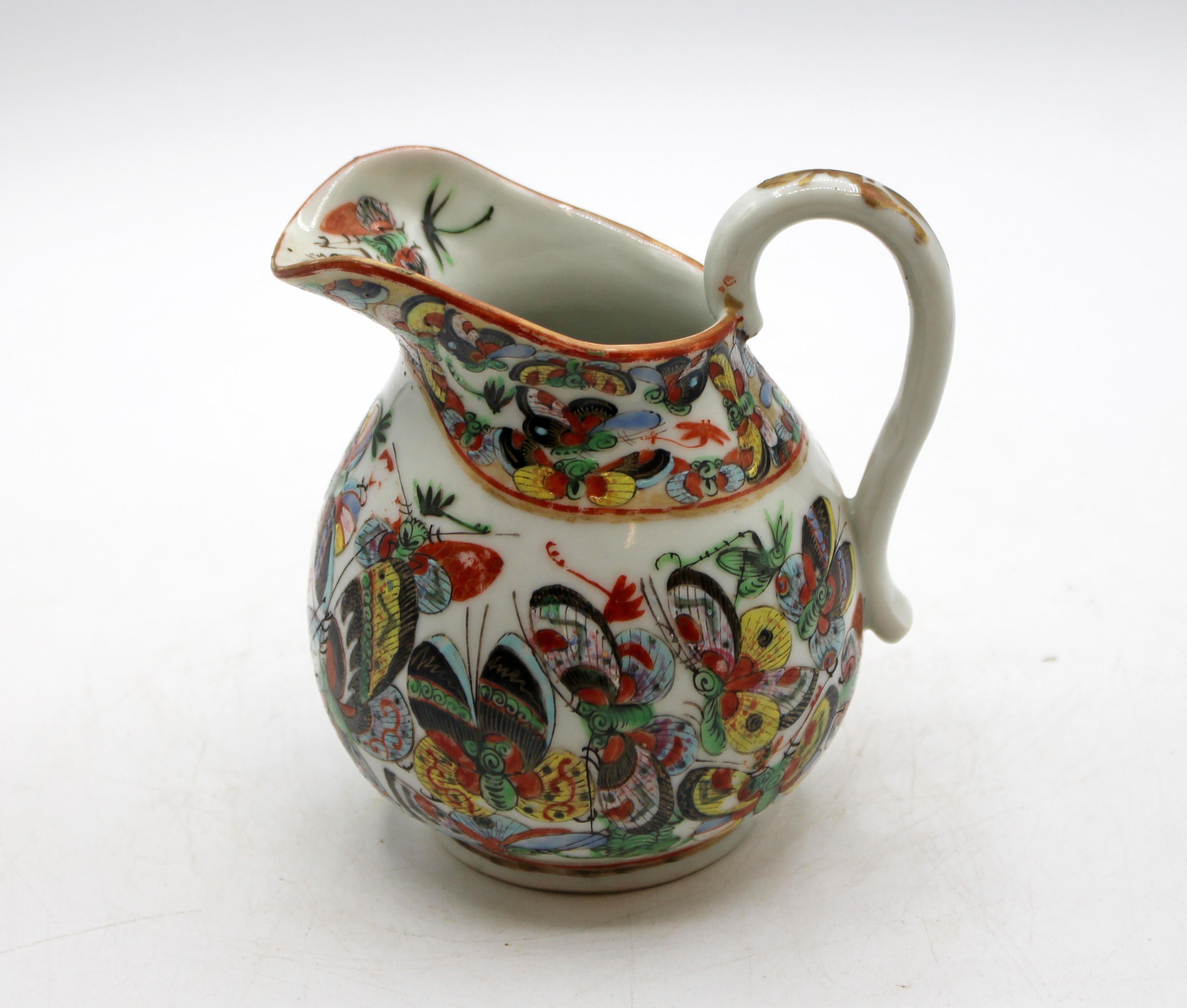 Late 19th Century Circa 1880 Chinese Export Porcelain Thousand Butterfly Creamer For Sale