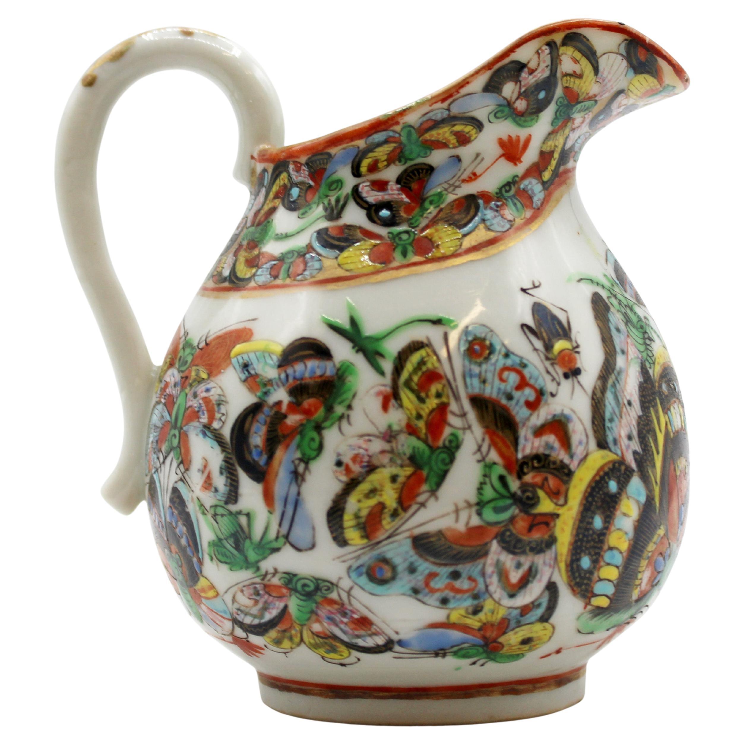 Circa 1880 Chinese Export Porcelain Thousand Butterfly Creamer For Sale
