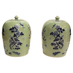 Circa 1880 Chinese Pair of Covered Porcelain Jars
