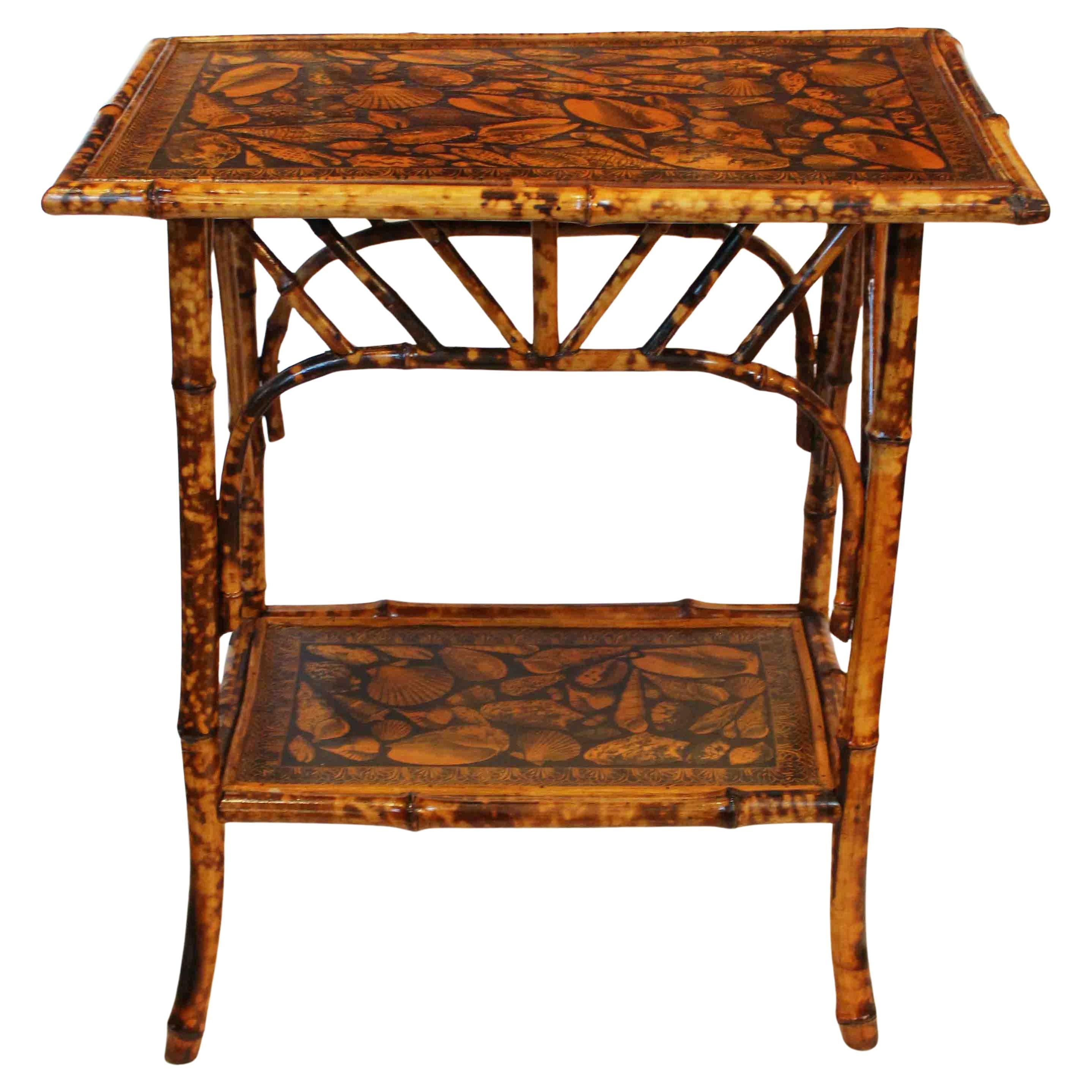 Circa 1880 English 2-Tier Rectangular Bamboo Table