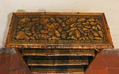 Circa 1880 English Bamboo Bookcase Now Artisan Decoupaged With Shells