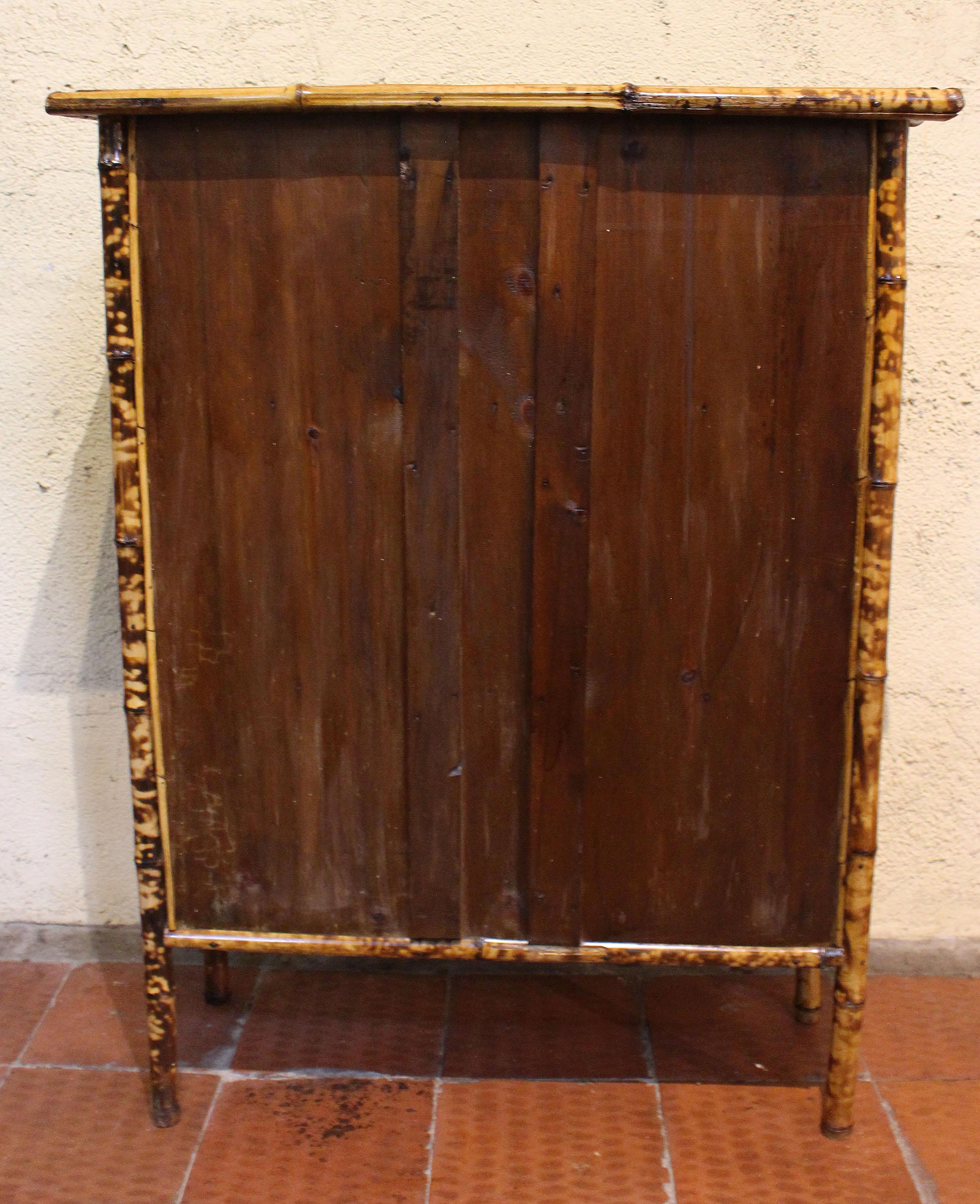 19th Century Circa 1880 English Bamboo Bookcase Now Artisan Decoupaged With Shells For Sale