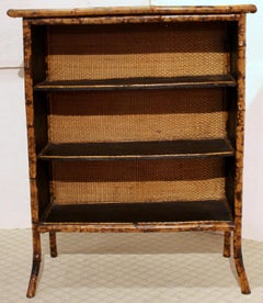Circa 1880 English Bamboo Decoupaged Bookcase