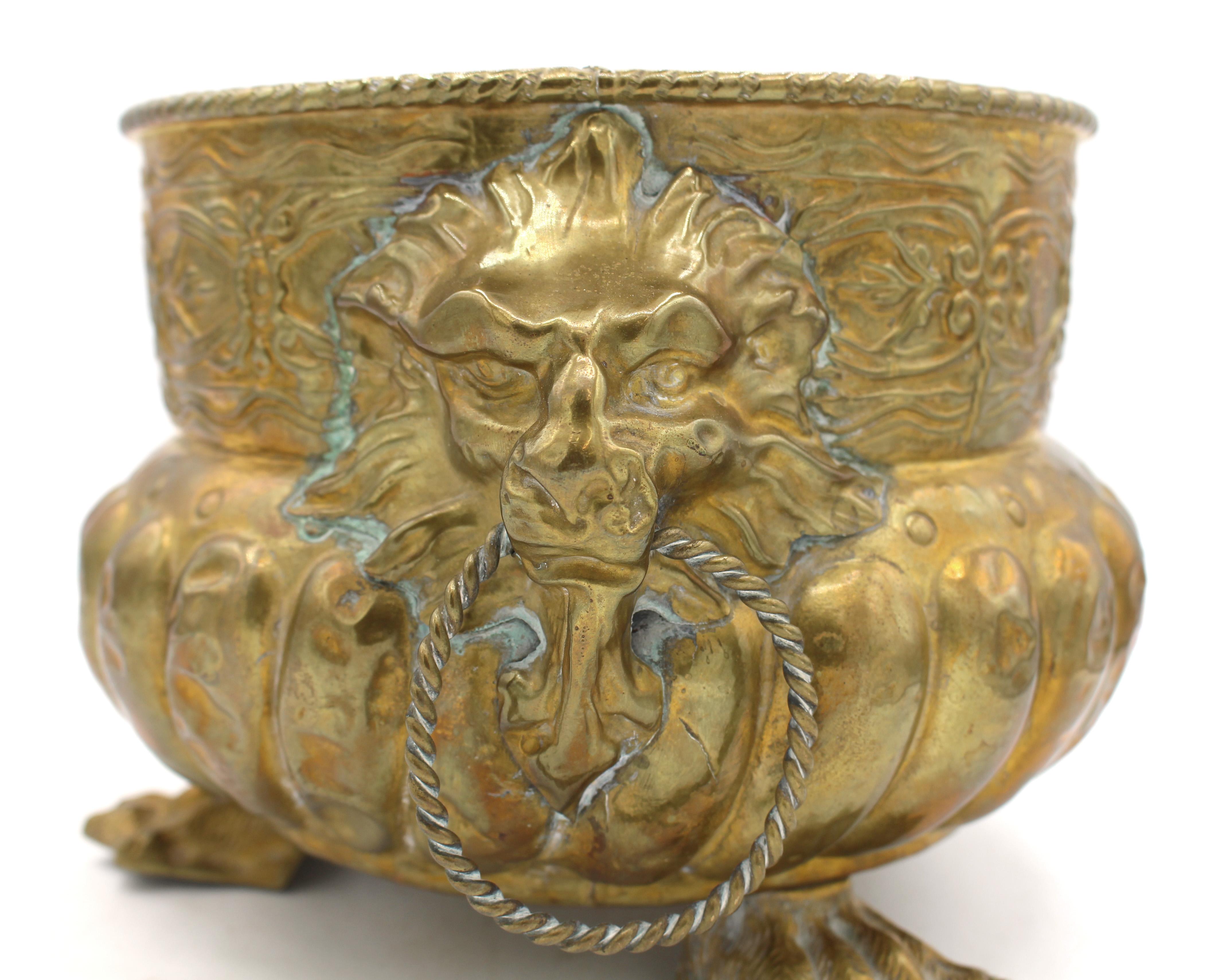 Art Nouveau Circa 1880 English Brass Jardiniere
