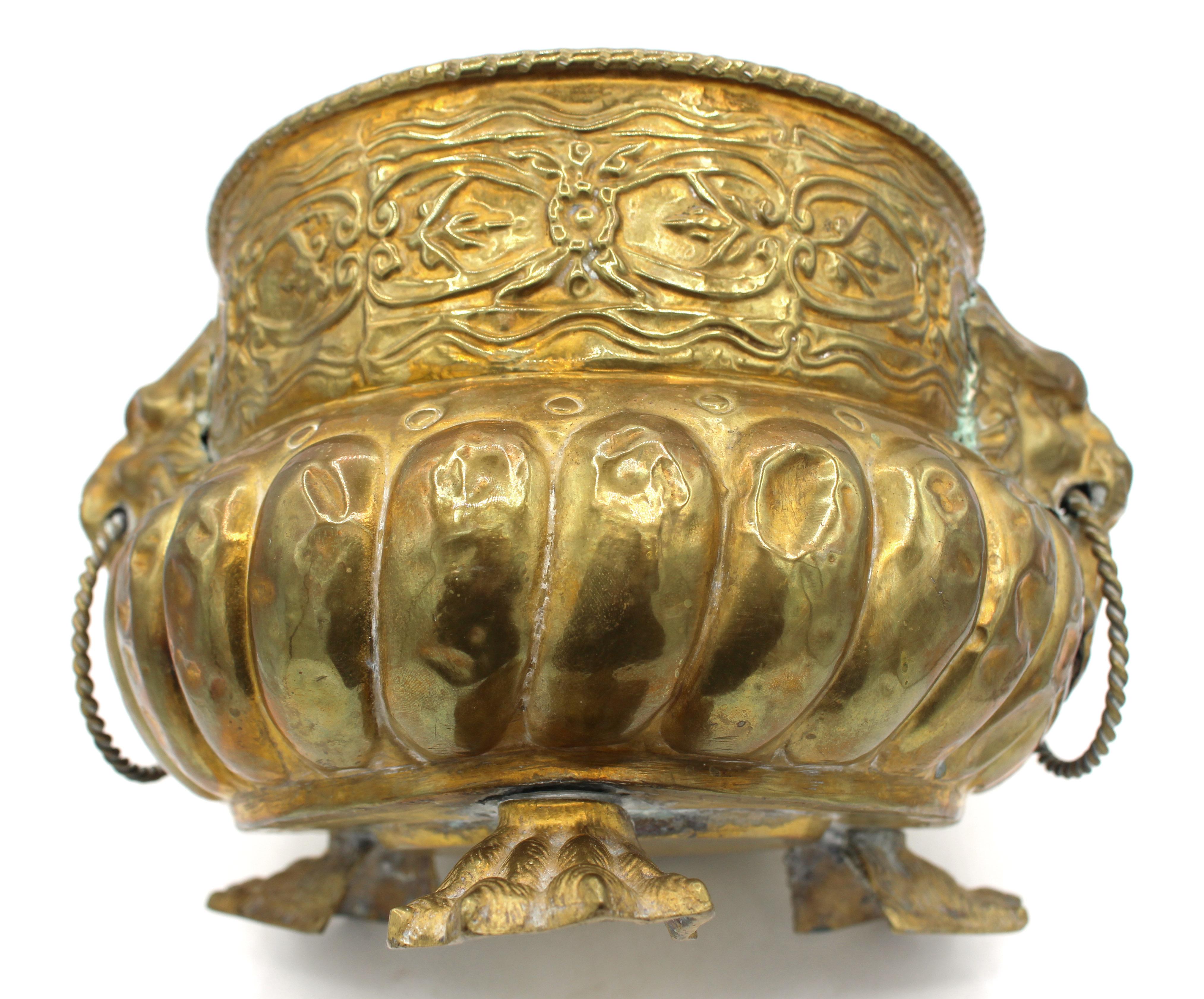 Repoussé Circa 1880 English Brass Jardiniere