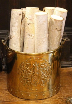 Circa 1880 English Brass Swing Handle Coal Bucket