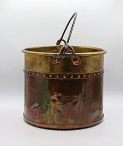 Circa 1880 English Copper & Brass Large Bucket