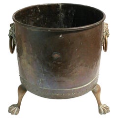 Antique Circa 1880 English Copper Log Bin