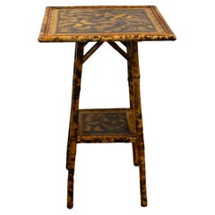 Circa 1880 English Square 2-Tier Bamboo Side Table