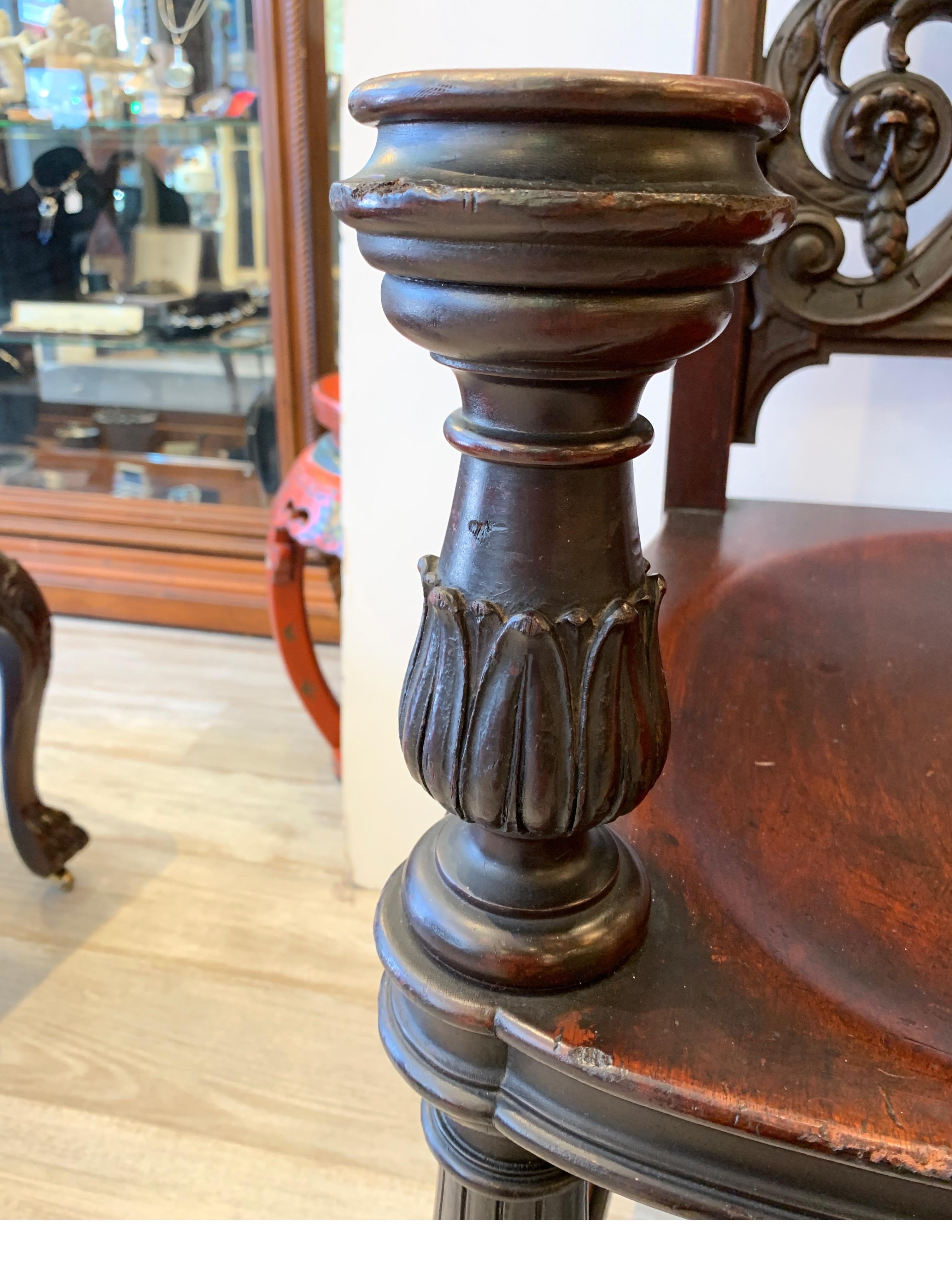 Exceptionally Well Carved Mahogany Chair with Floral Design, Cherub, circa 1880 5